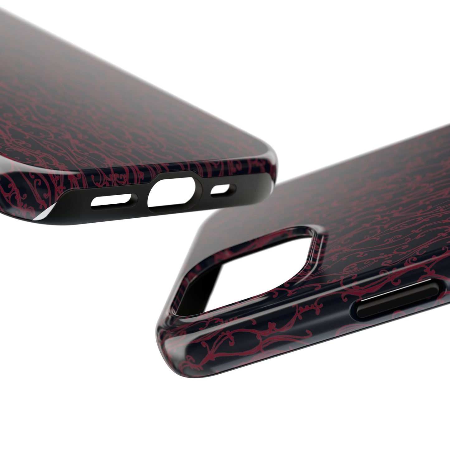 Swan Scroll Black / Red Phone Case
