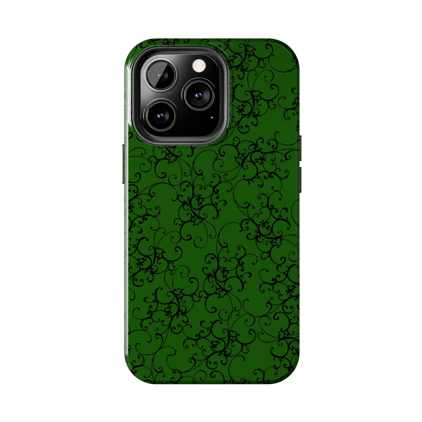 Elegant Scroll Dark Green / Black Phone Case