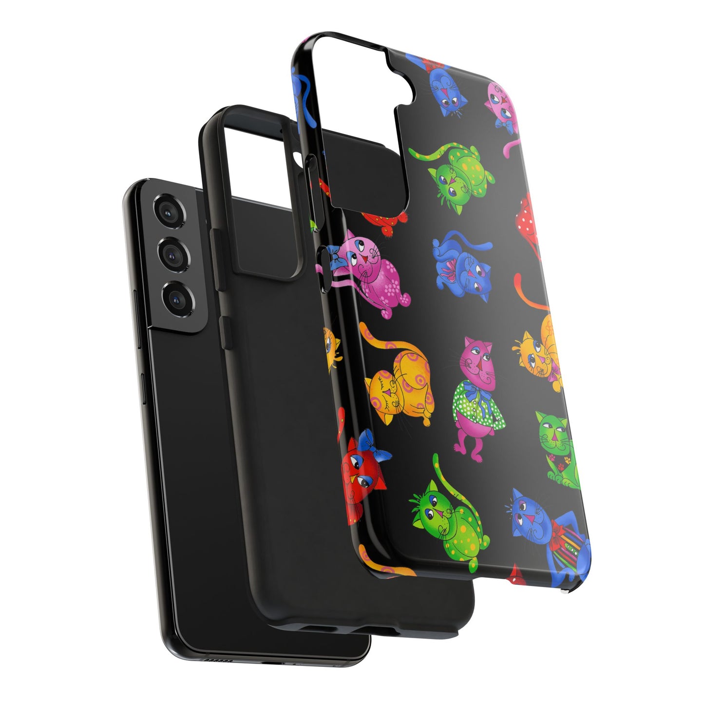 Tossed Cool Cats Black Phone Case