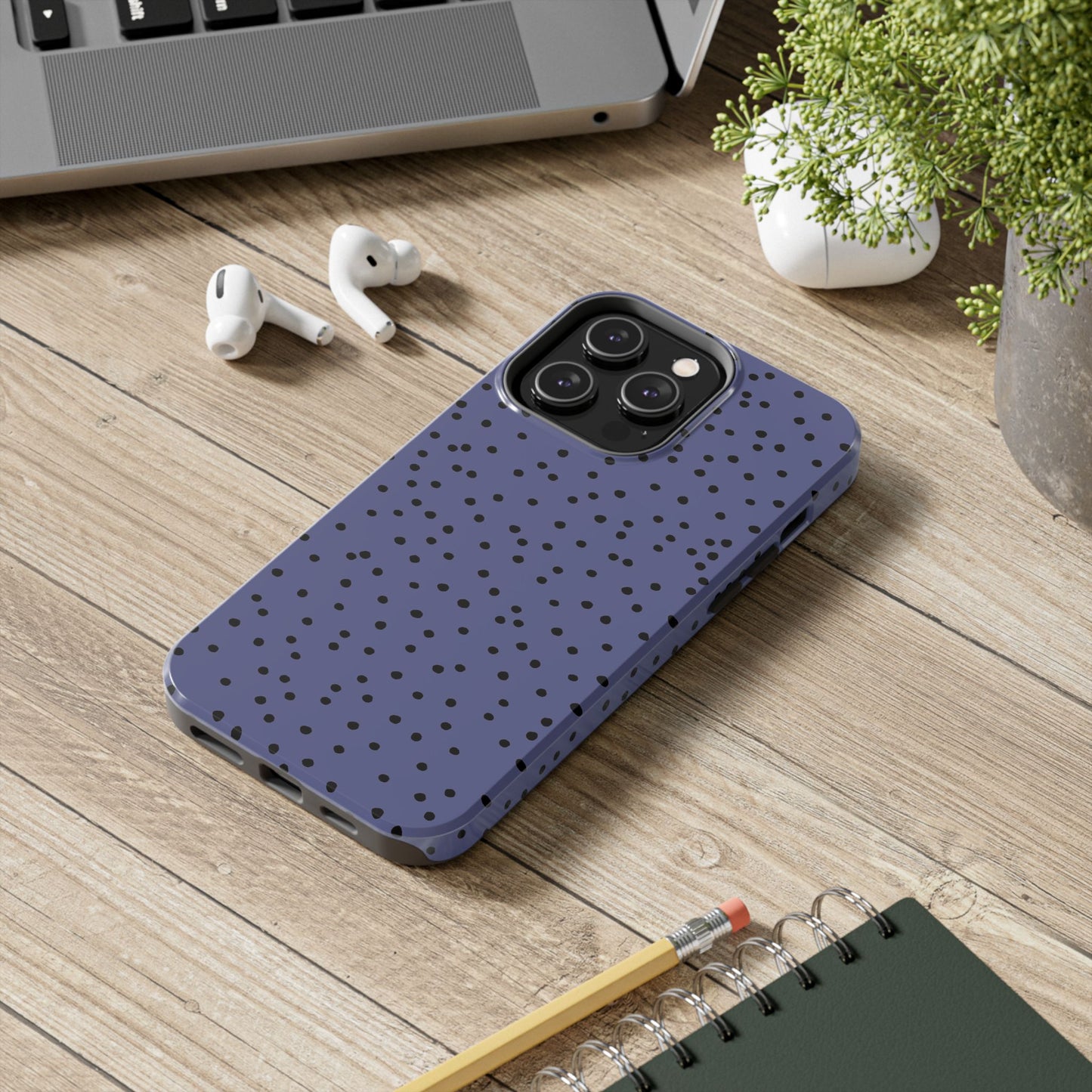 Dinky Dots Blue / Black Phone Case