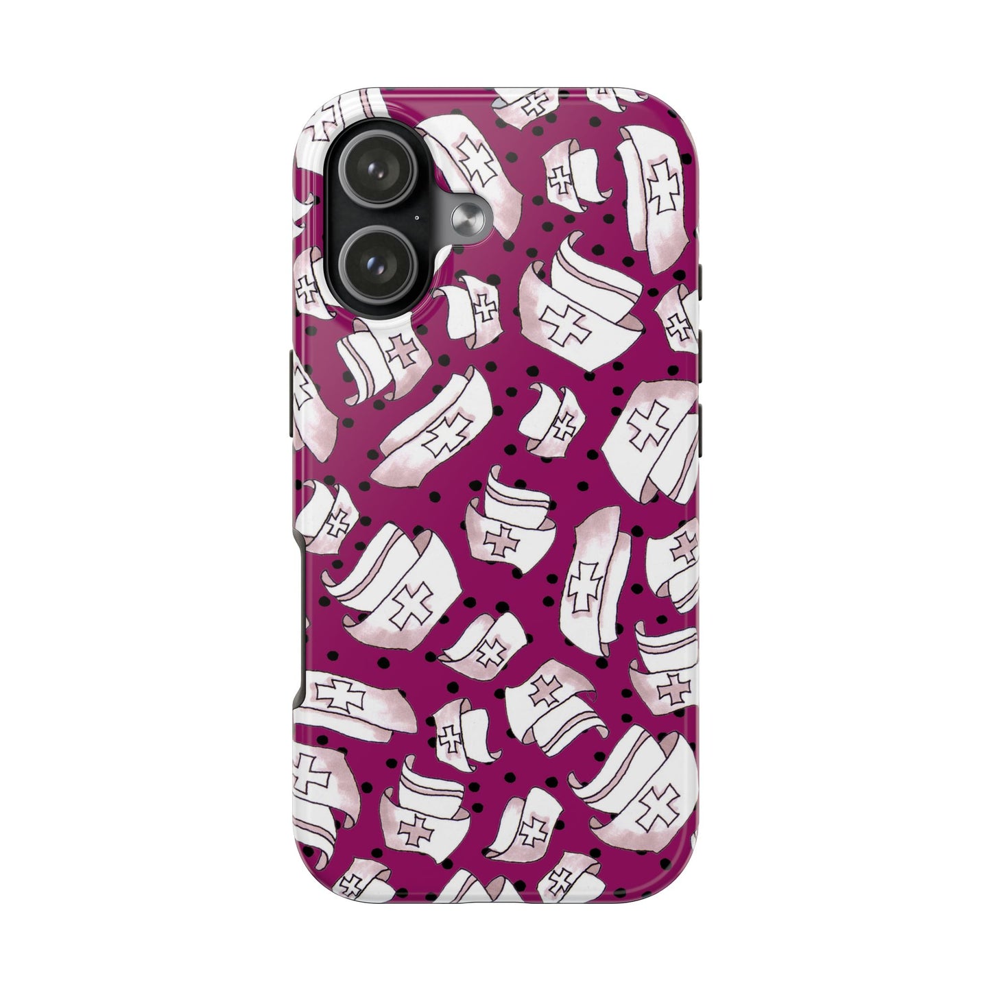 Med Hats Burgundy / Black Phone Case