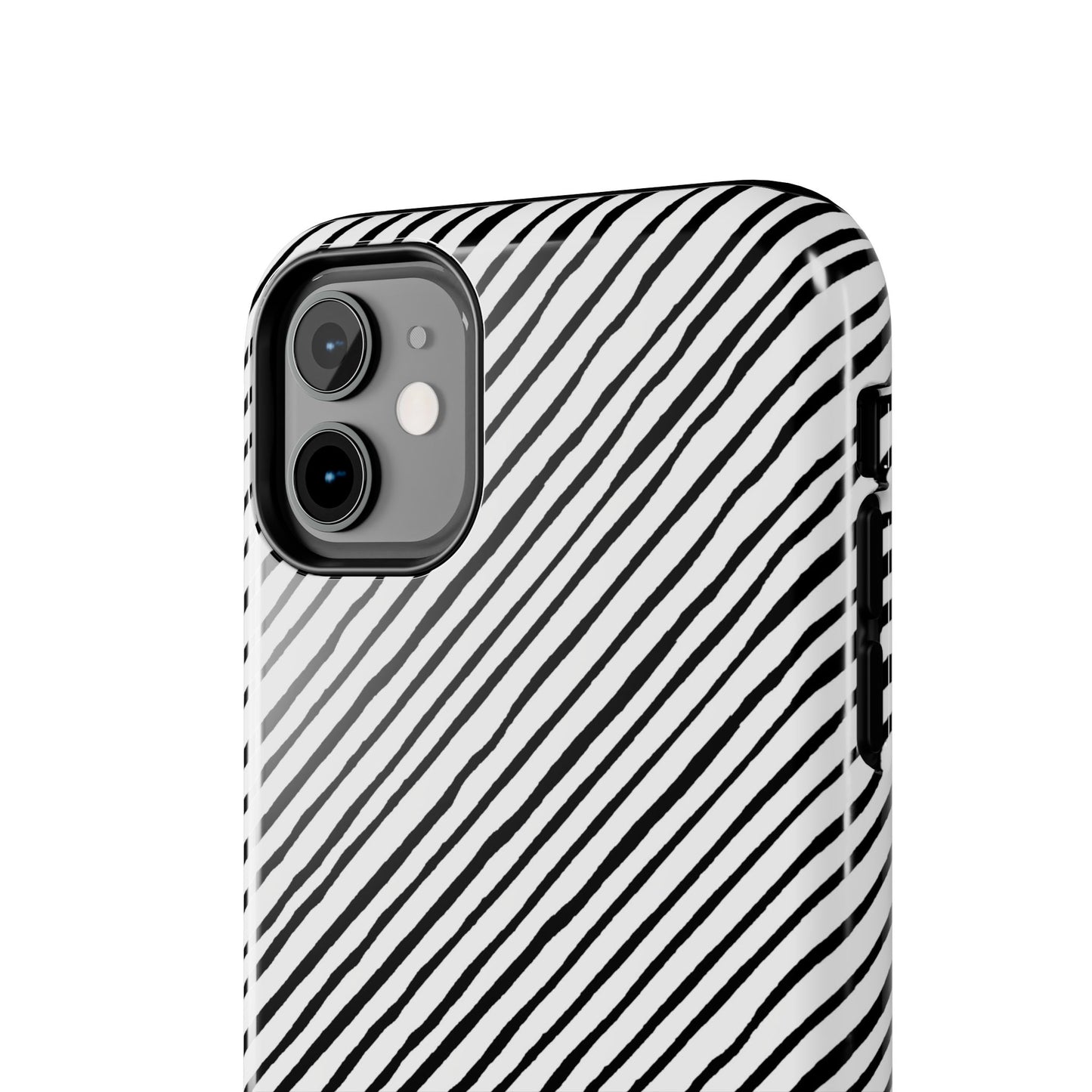 Quirky Bias Stripe White / Black Phone Case