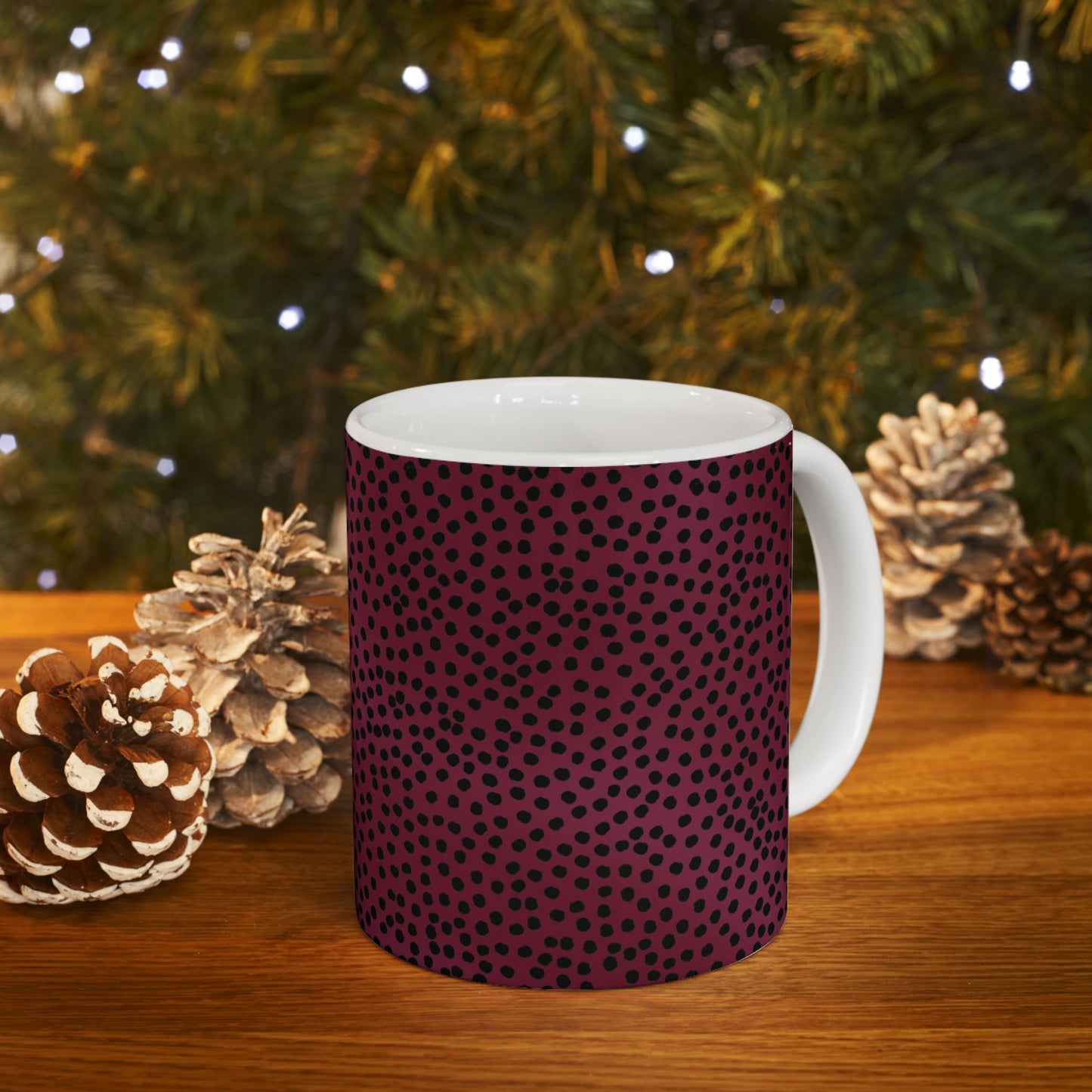Bitty Dots Burgundy / Black Cup