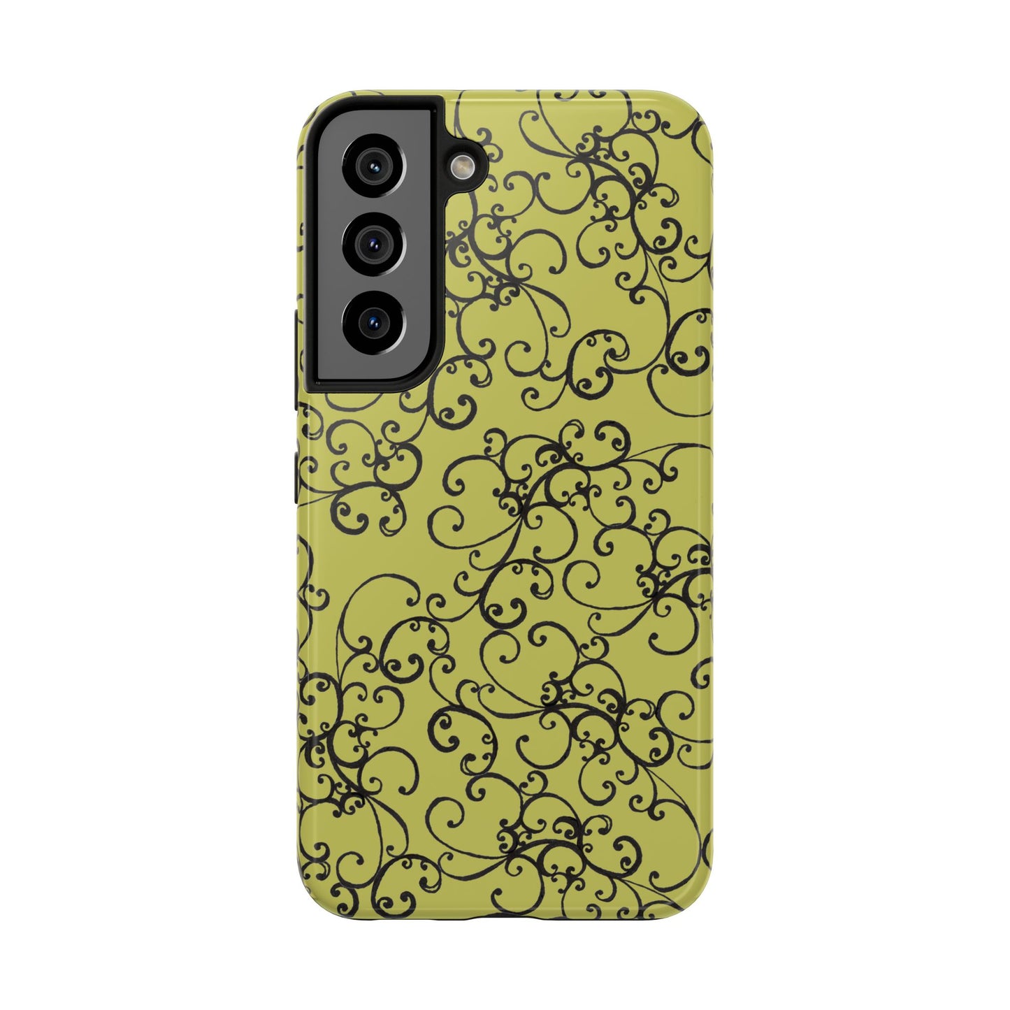 Elegant Scroll Green / Black Phone Case