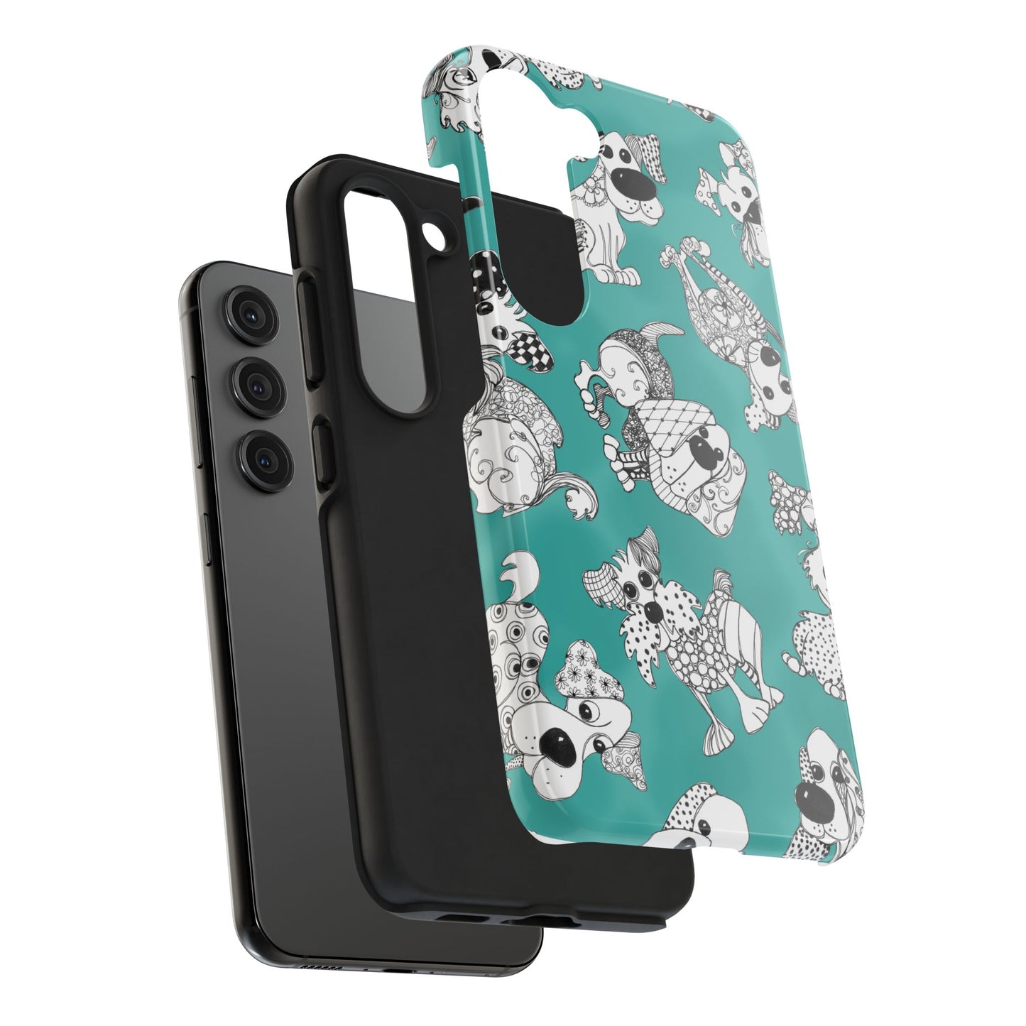 Doodle Dogs Turquoise Phone Case