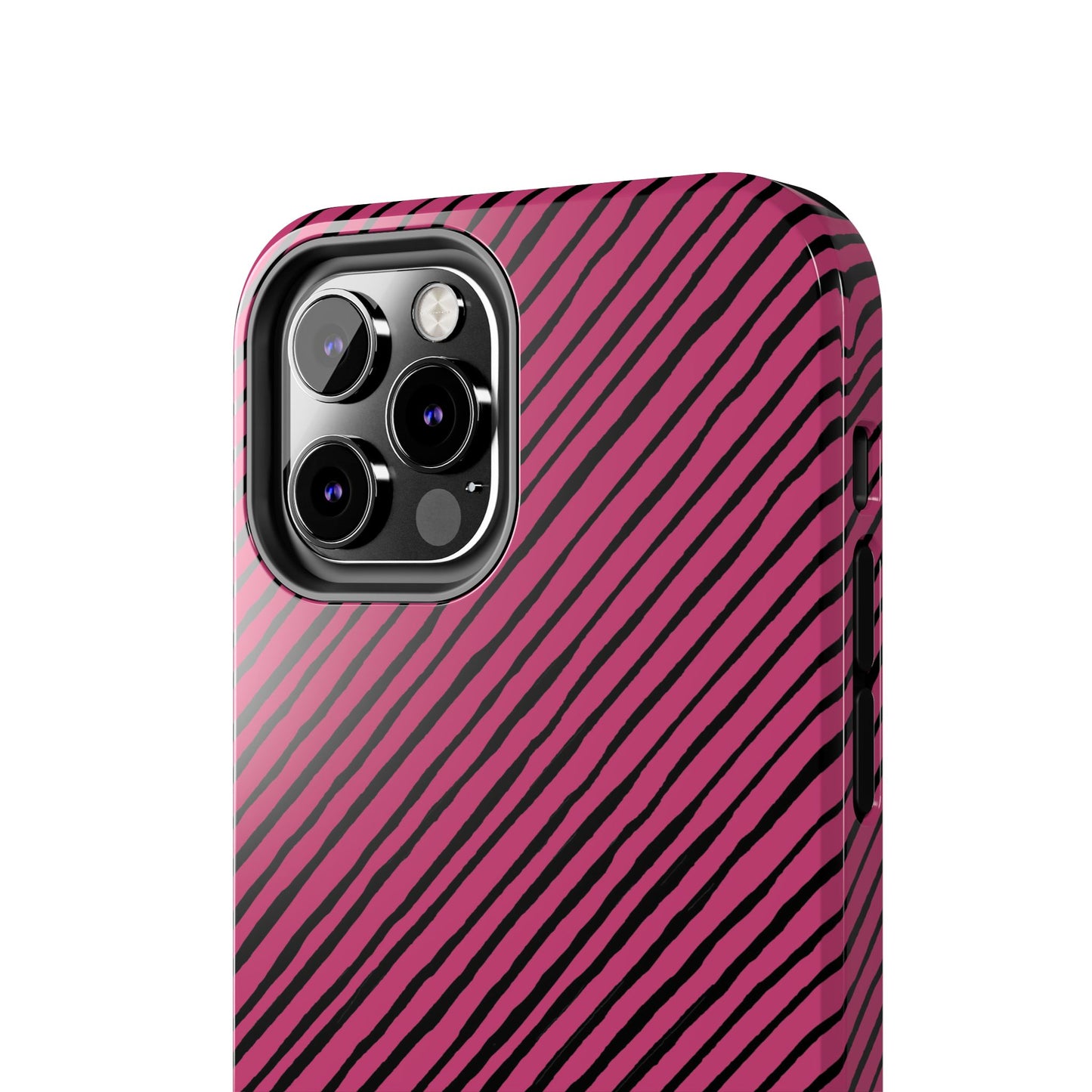 Quirky Bias Stripe Magenta / Black Phone Case