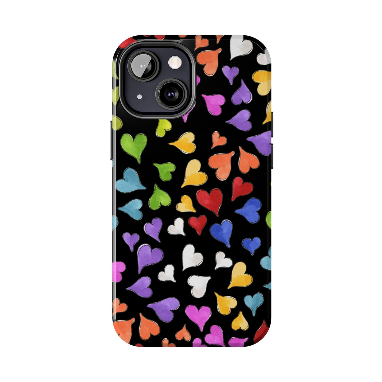 Happy Hearts Black Phone Case