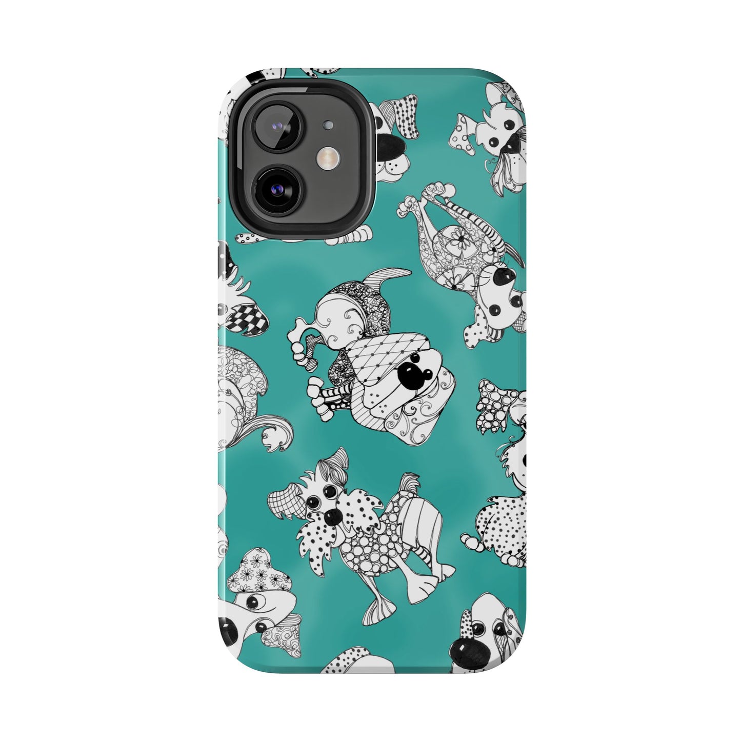 Doodle Dogs Turquoise Phone Case