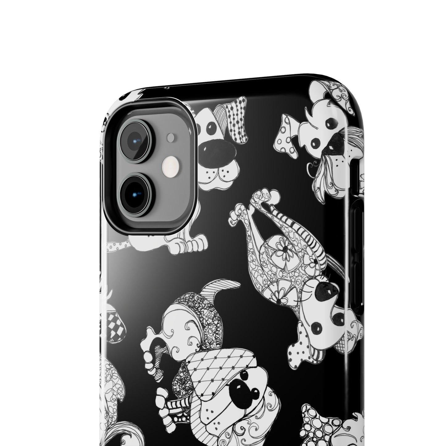 Doodle Dogs Black Phone Case