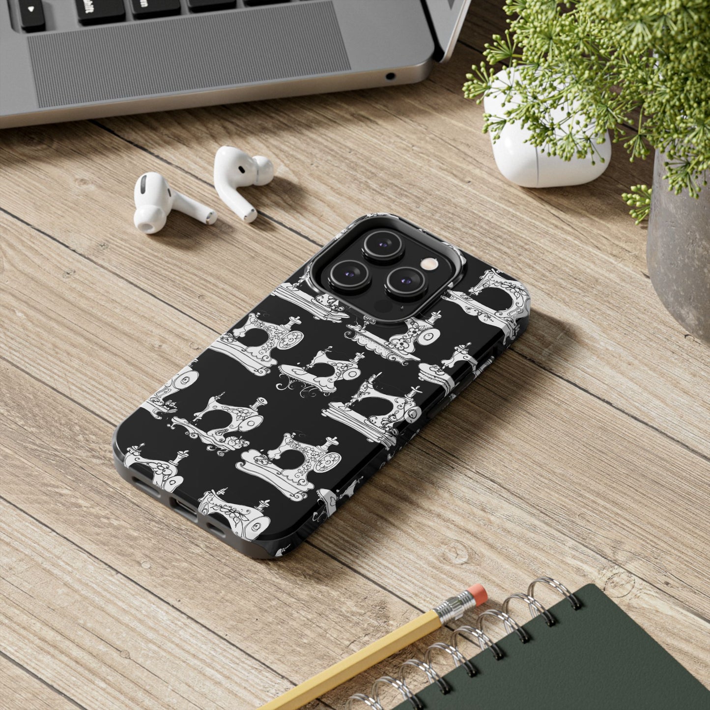 Sew Sew Black / White Phone Case