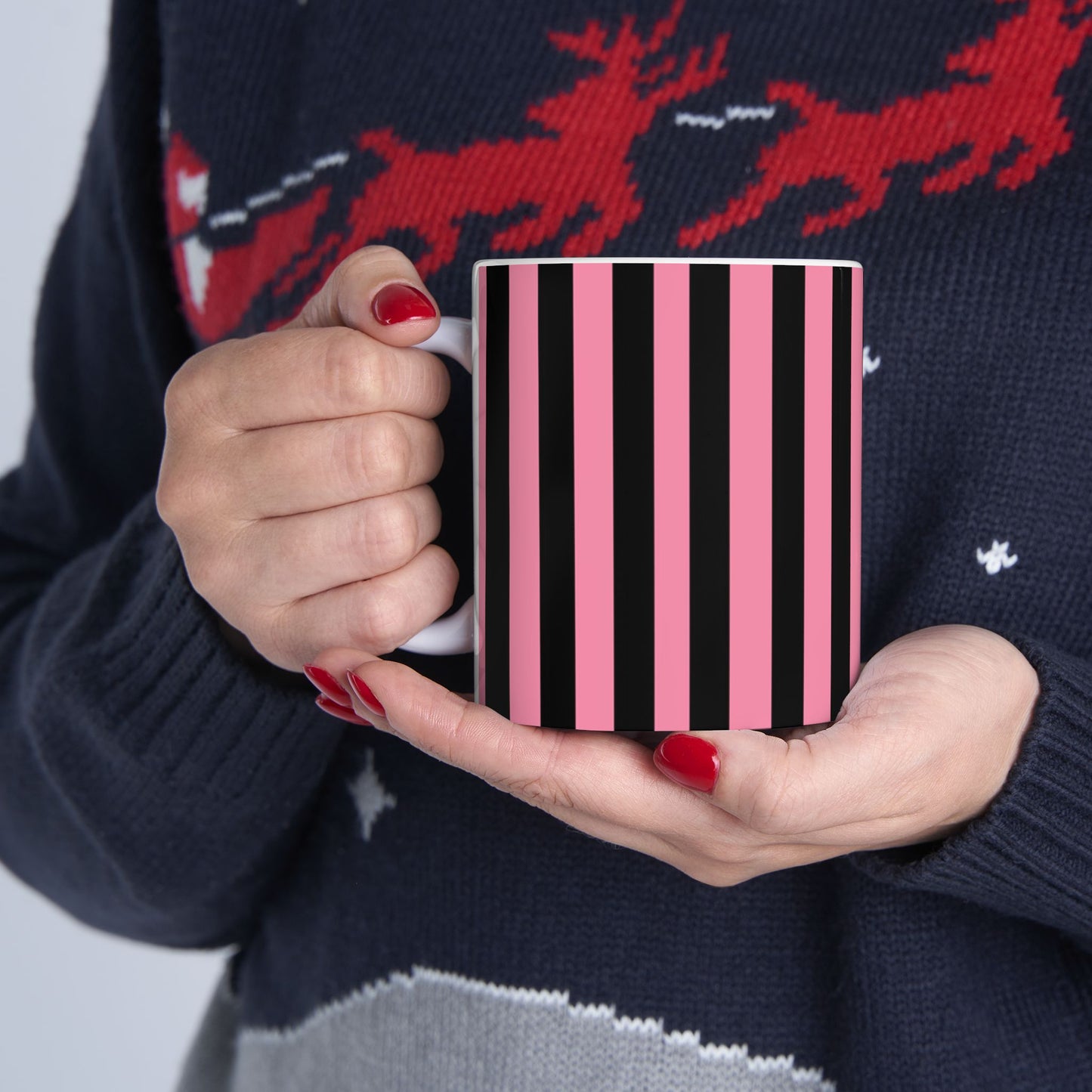 Vertical Stripe Pink / Black Cup