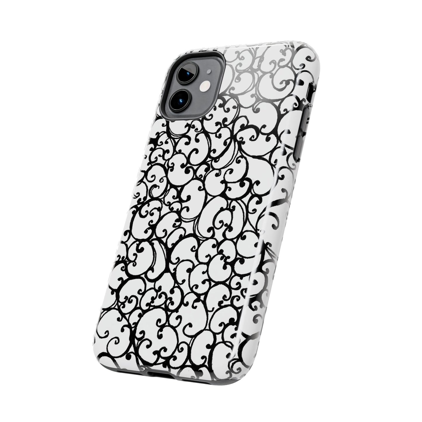 Scrollie White / Black Phone Case