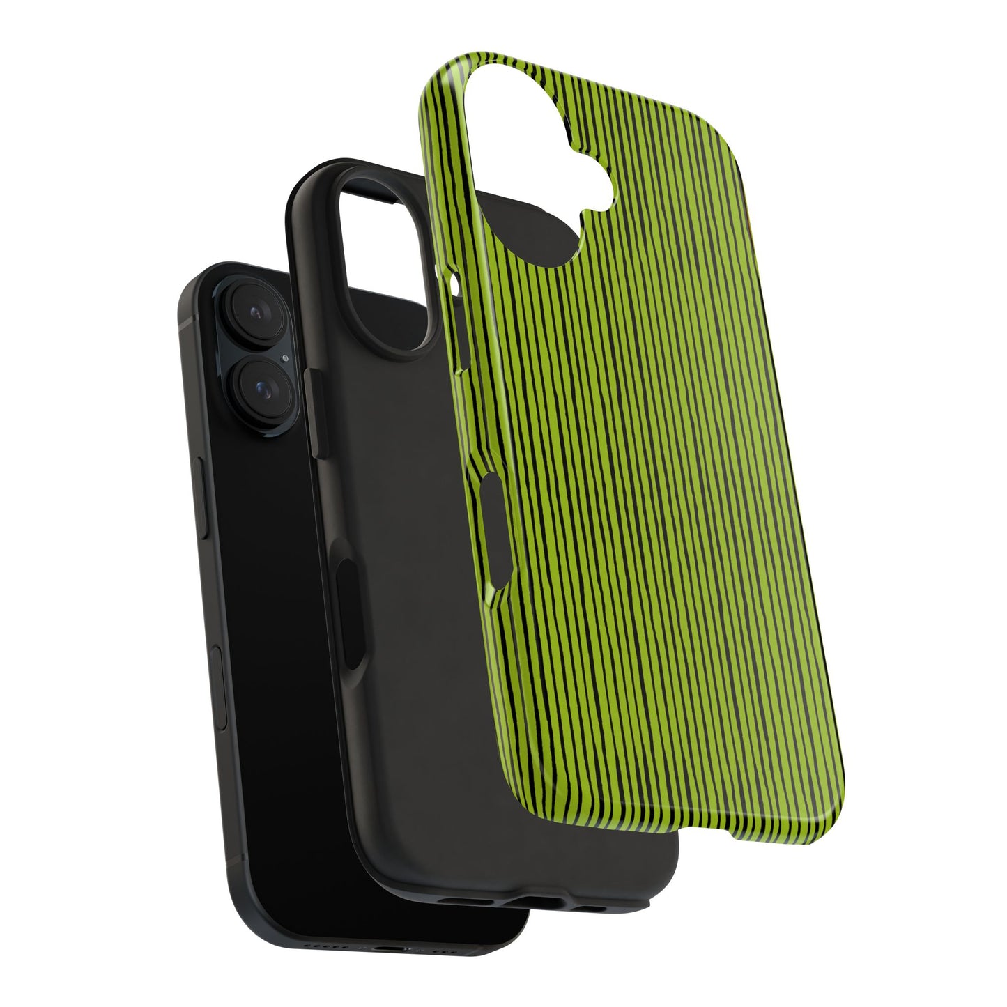 Quirky Pin Stripe Green / Black Phone Case