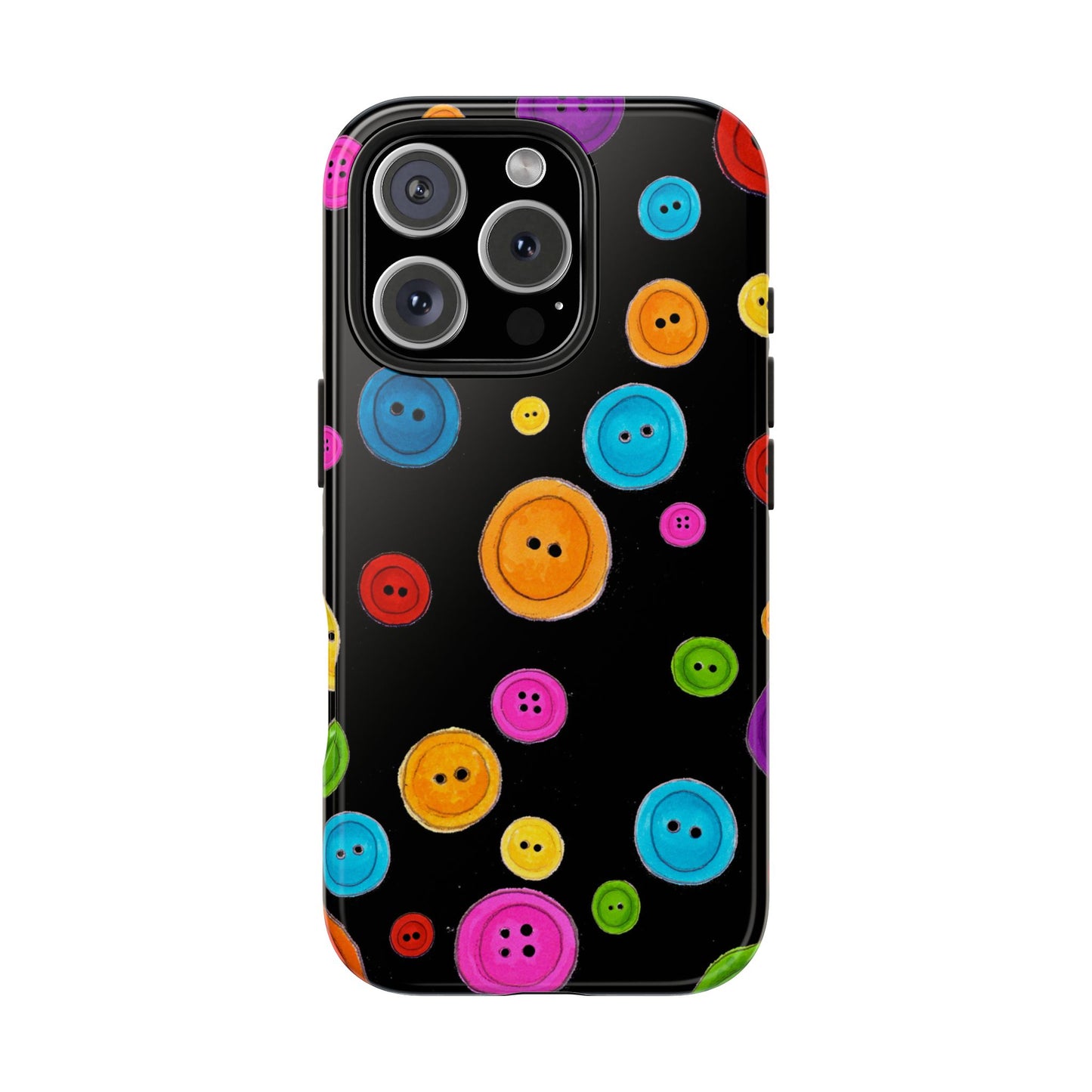 Button Dots Black Phone Case