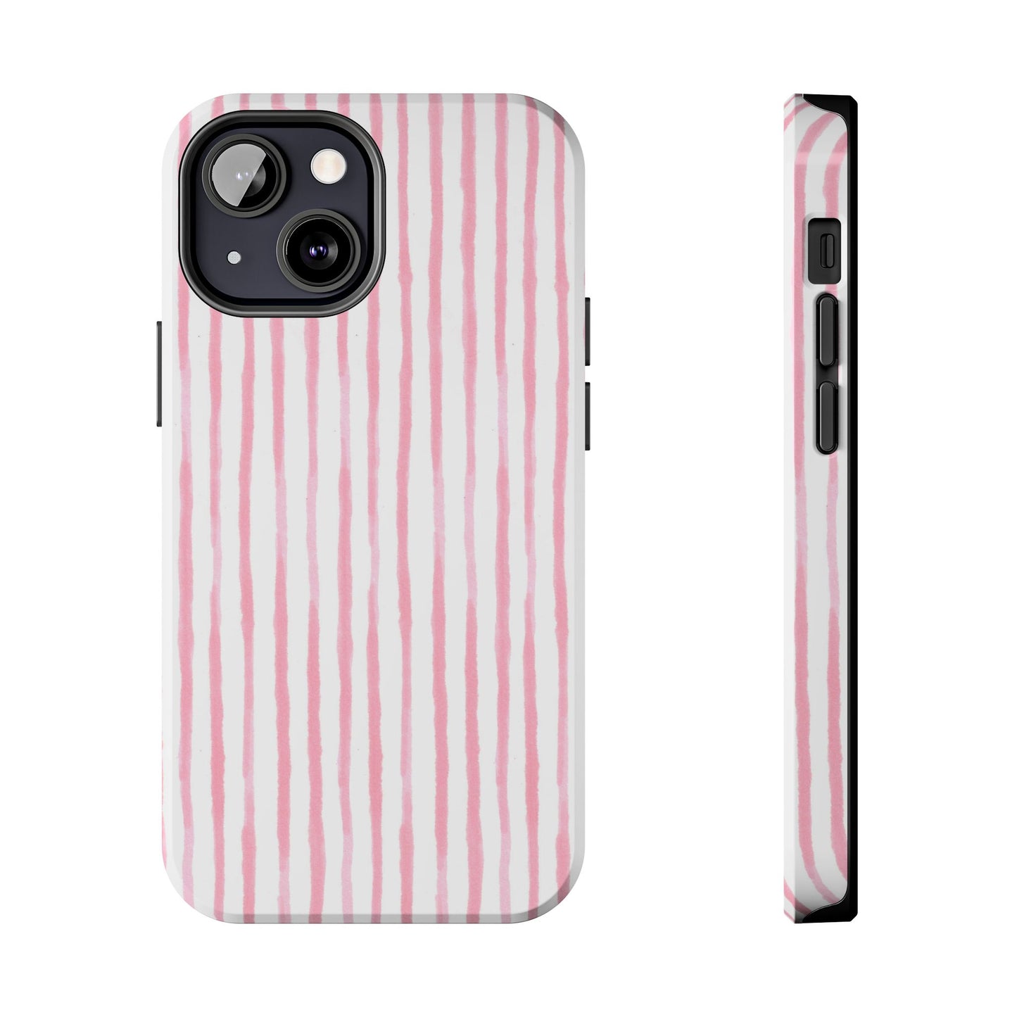Happy Stripe White / Pink Phone Case