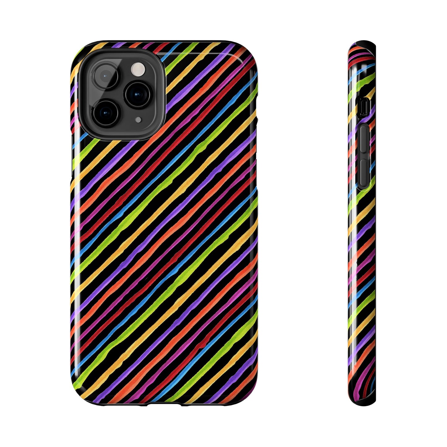 Quirky Bias Stripe Black Phone Case