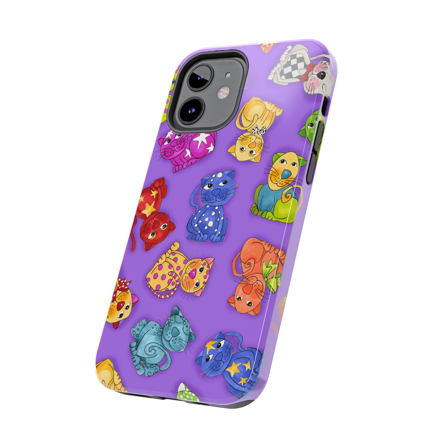 Tossed Happy Cats Purple Phone Case