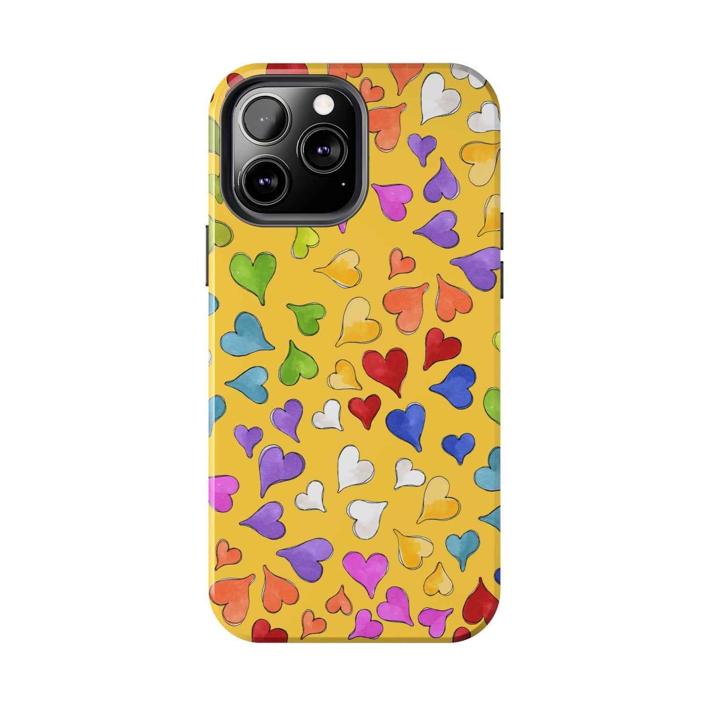 Happy Hearts Yellow Phone Case