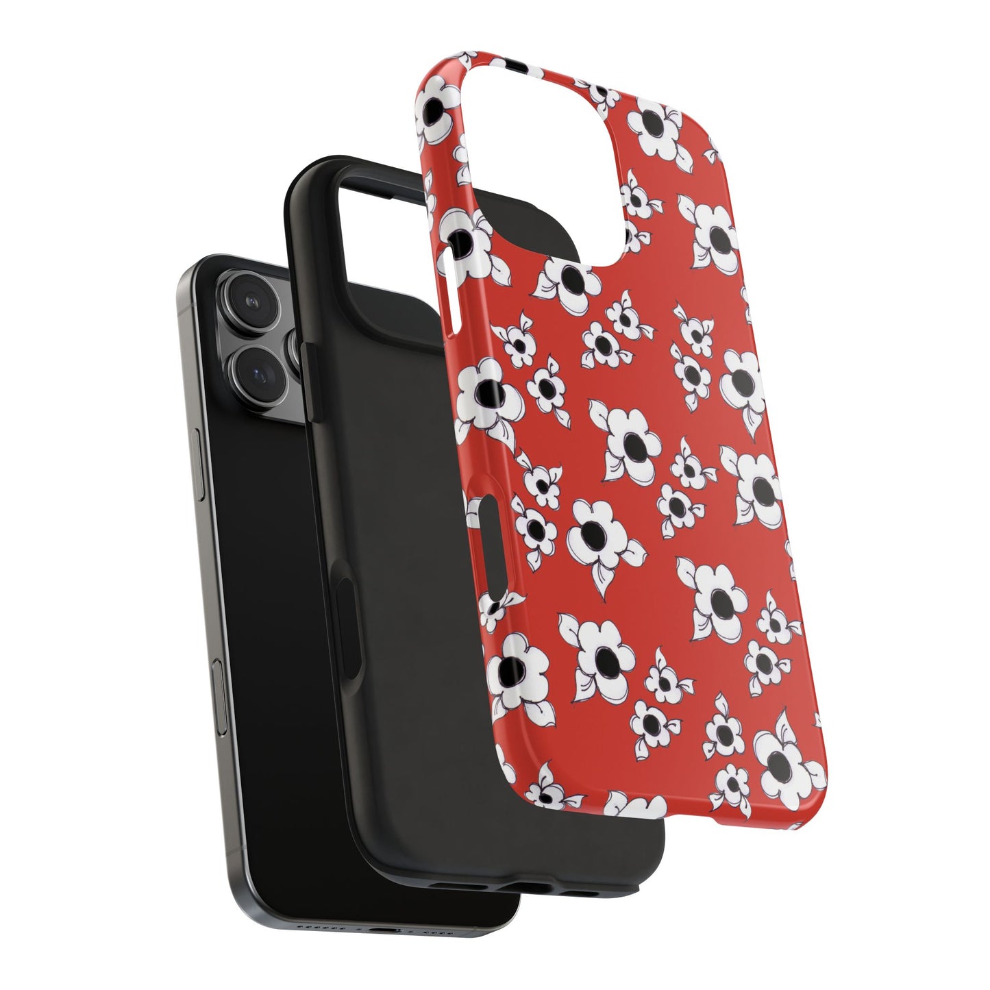 Daisy Cluster Red / Black Phone Case