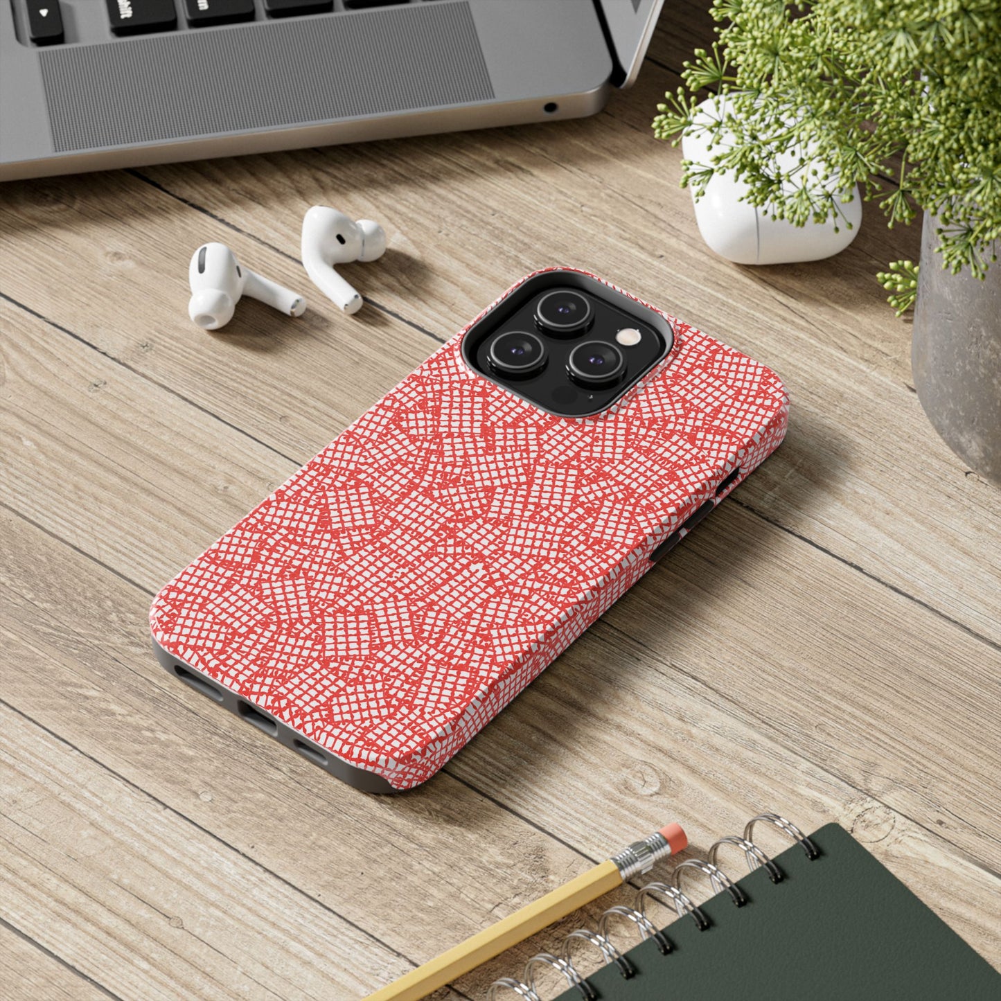 Check Patch Small Red Phone Case