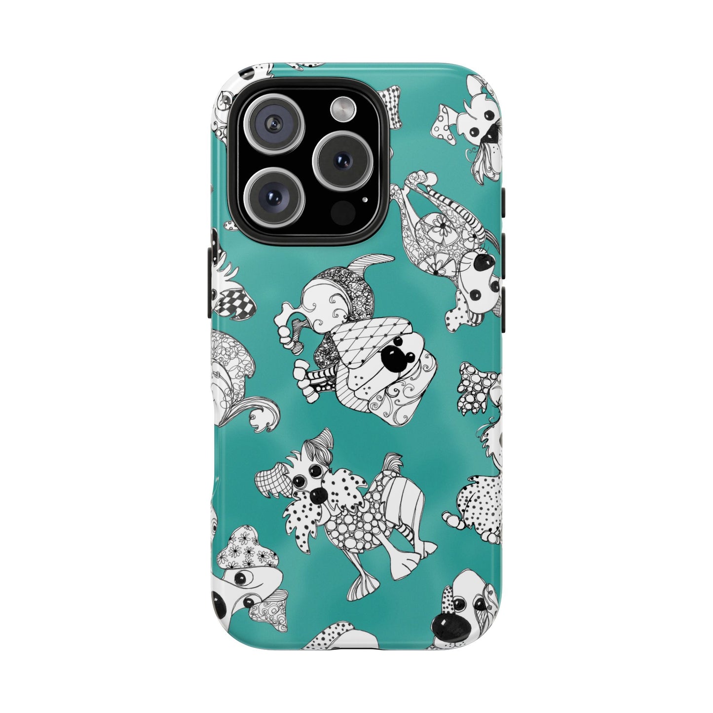 Doodle Dogs Turquoise Phone Case