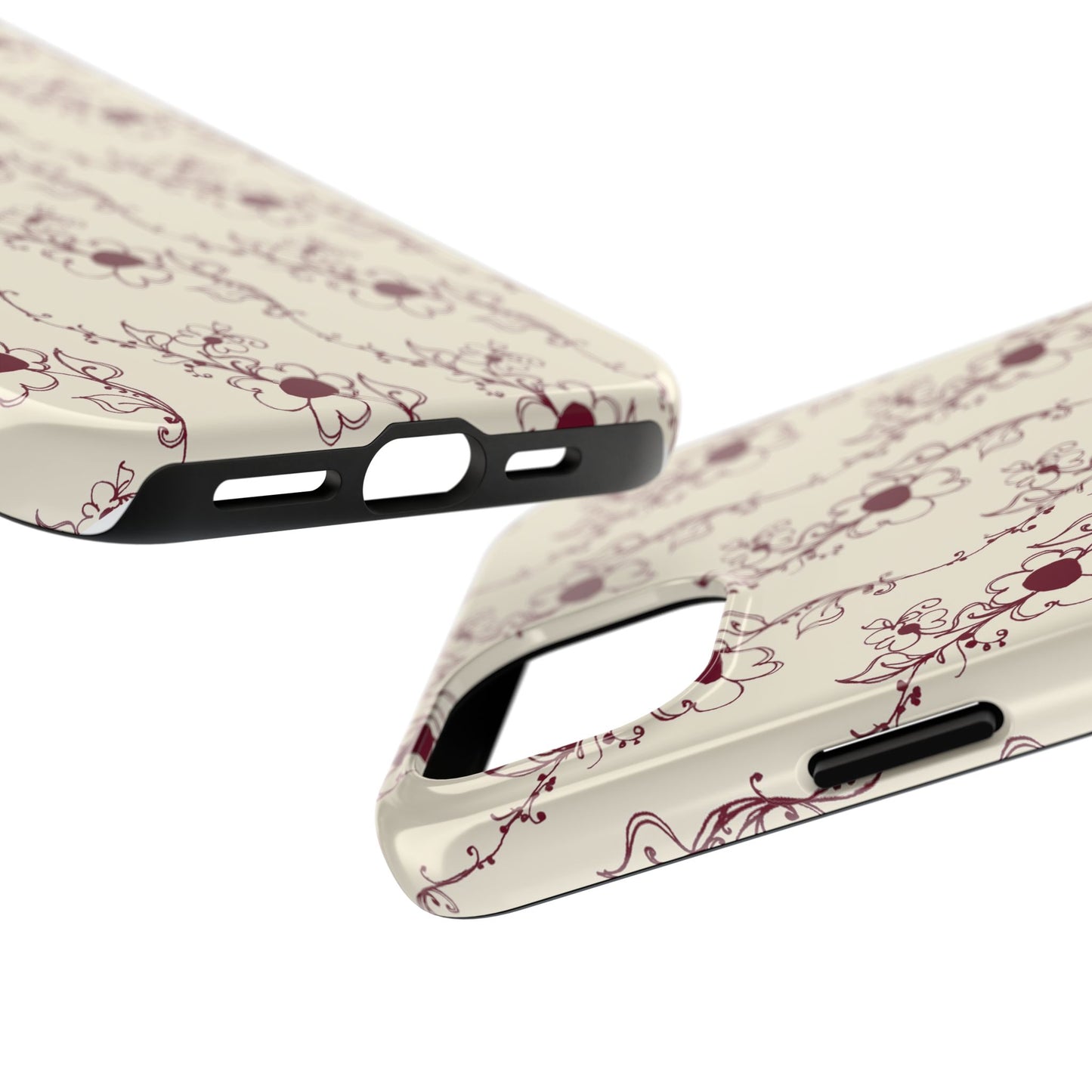 Diagonal Daisies Ivory / Red Phone Case