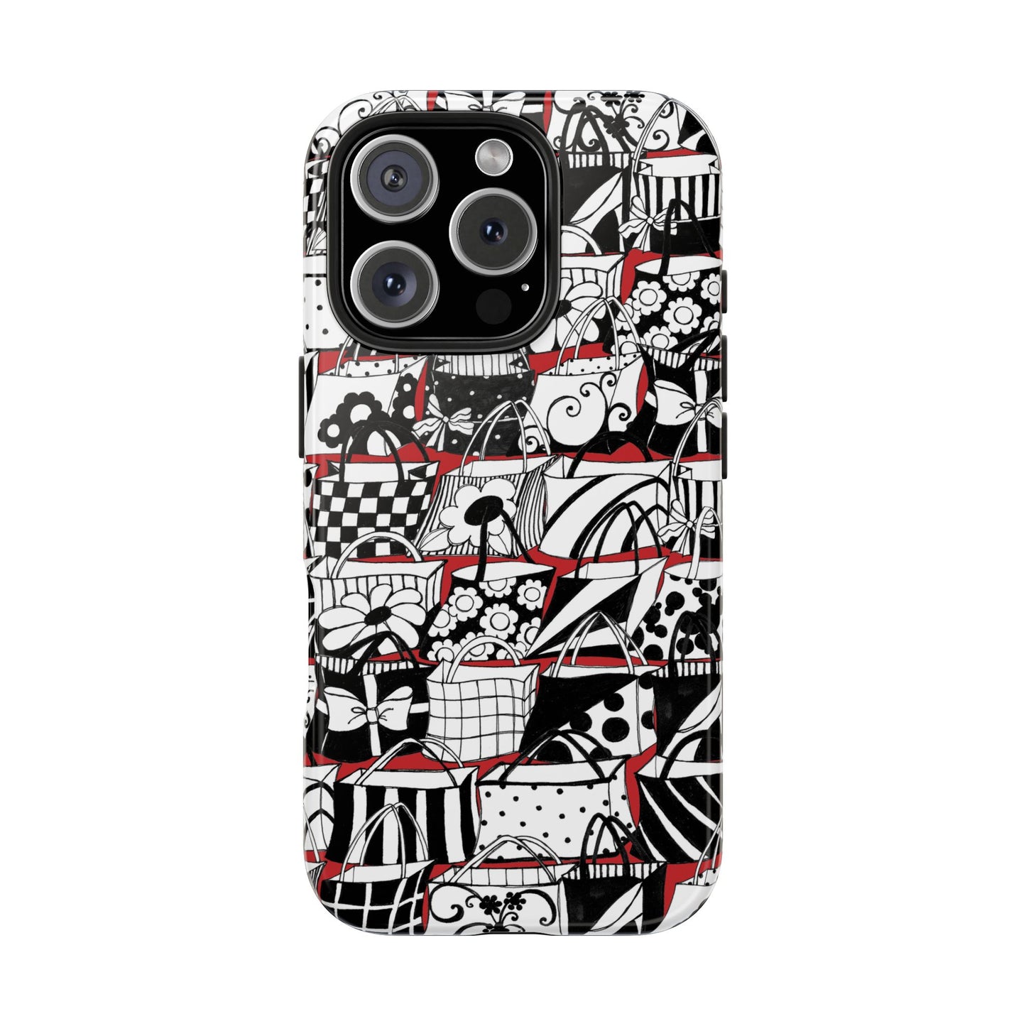 Totally Black, White & Red Phone Case