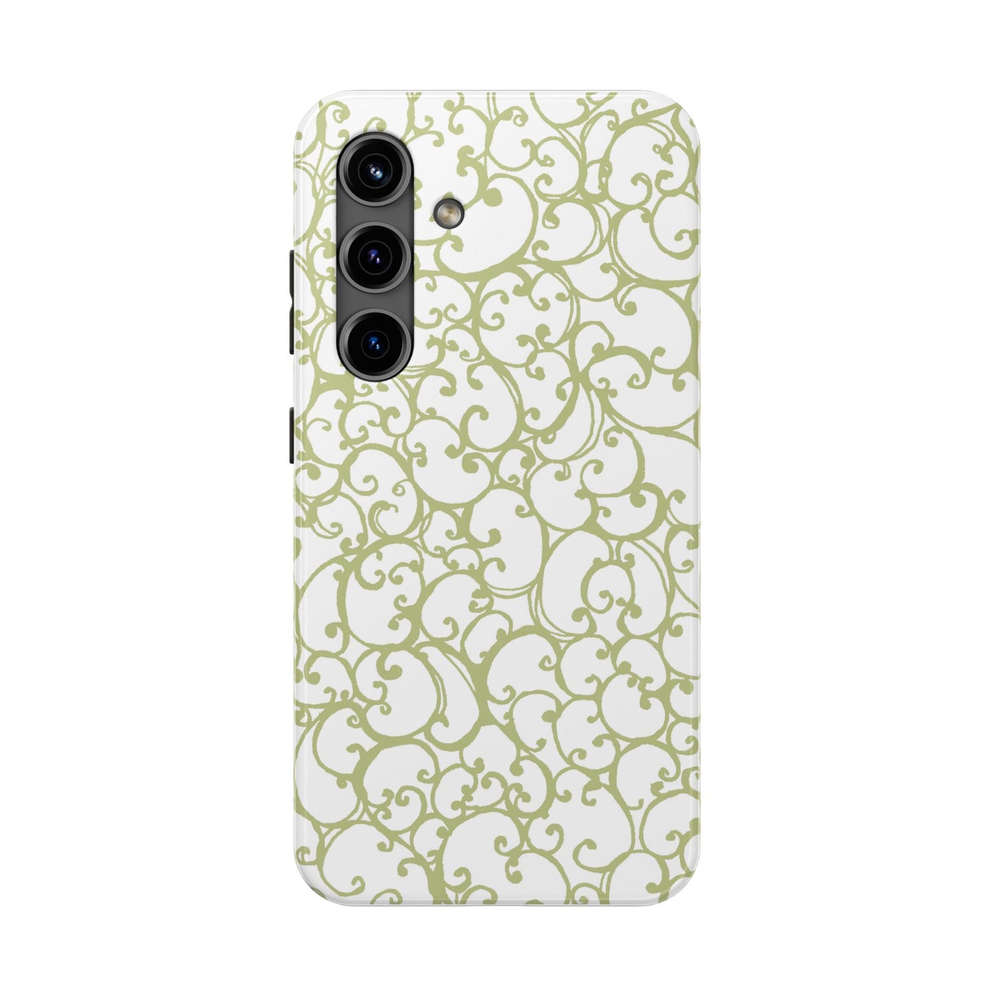 Scrollie White / Green Phone Case