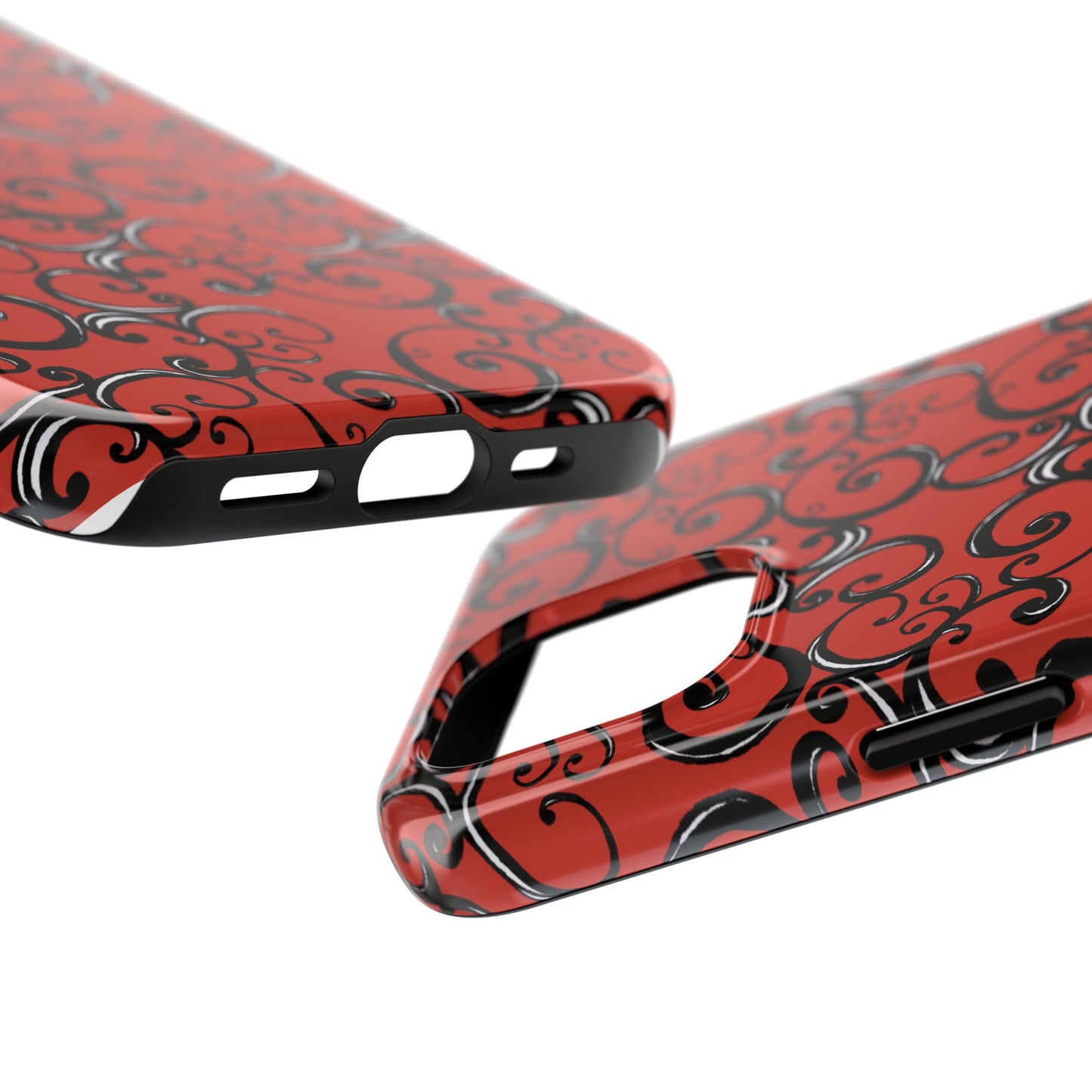 Curls Red / Black Phone Case