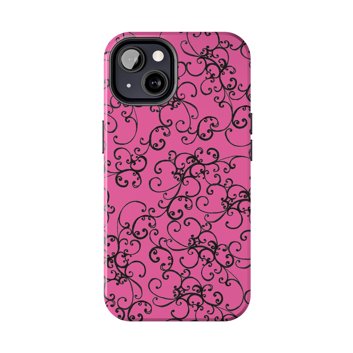 Elegant Scroll Pink / Black Phone Case