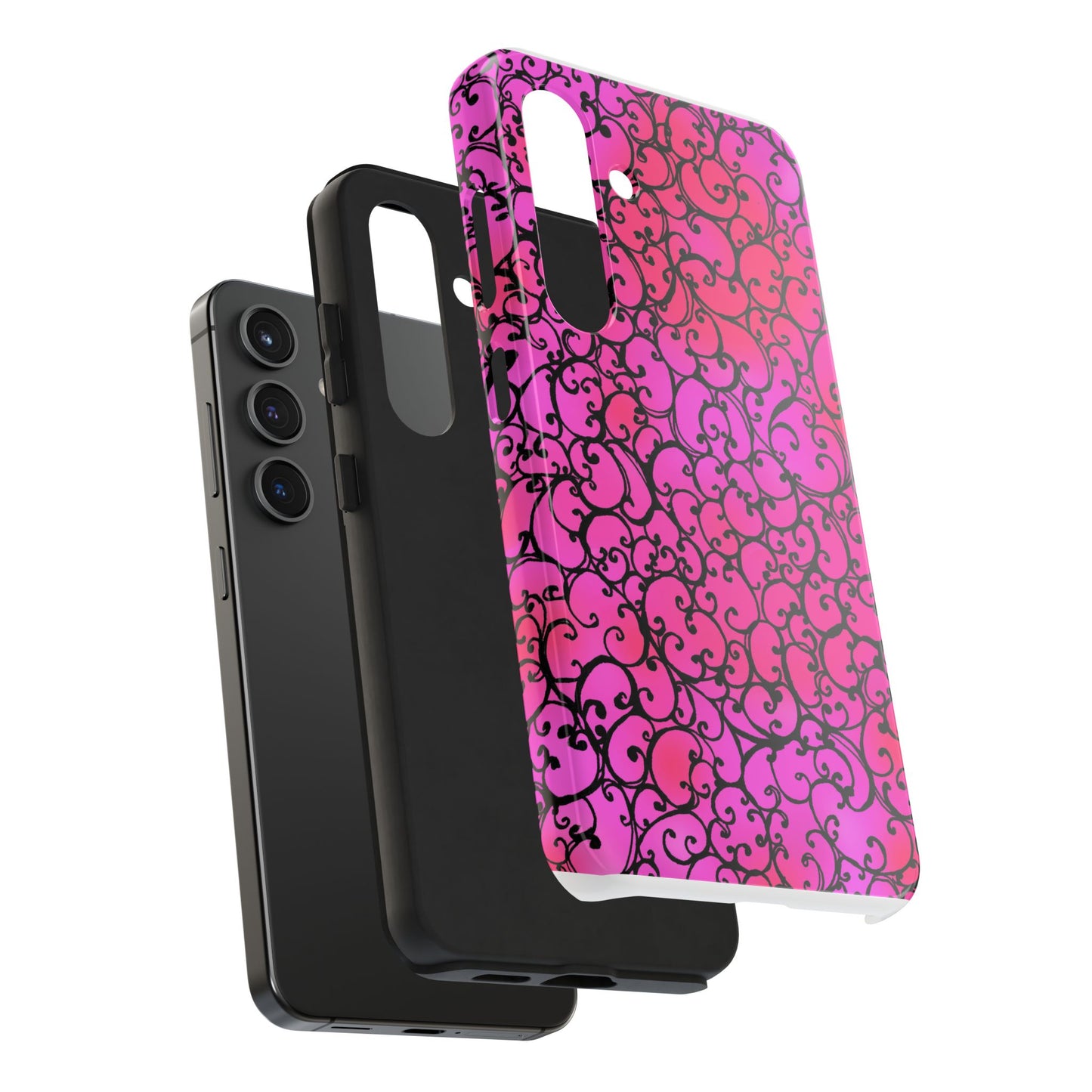Scrollie Cerise / Black Phone Case