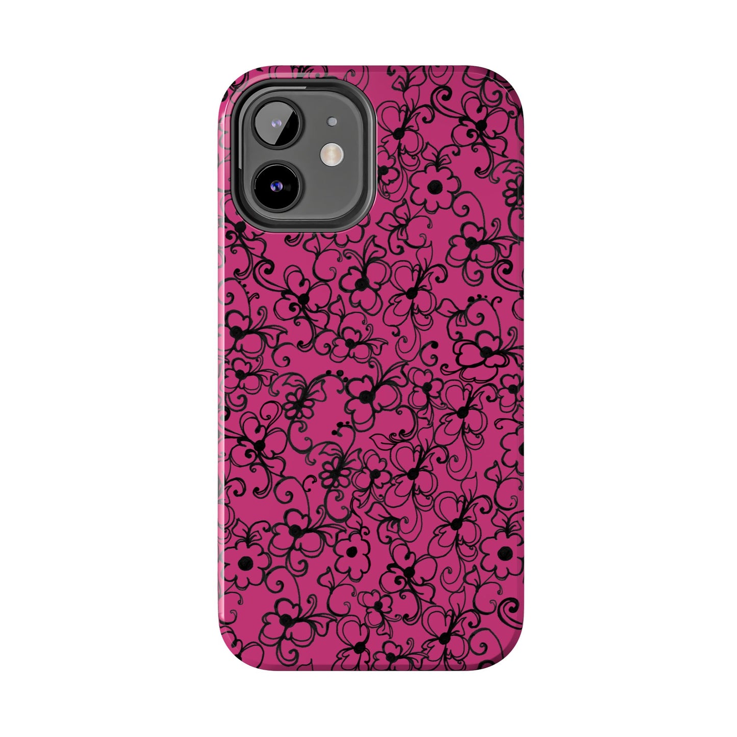 Daisy Jungle Pink / Black Phone Case