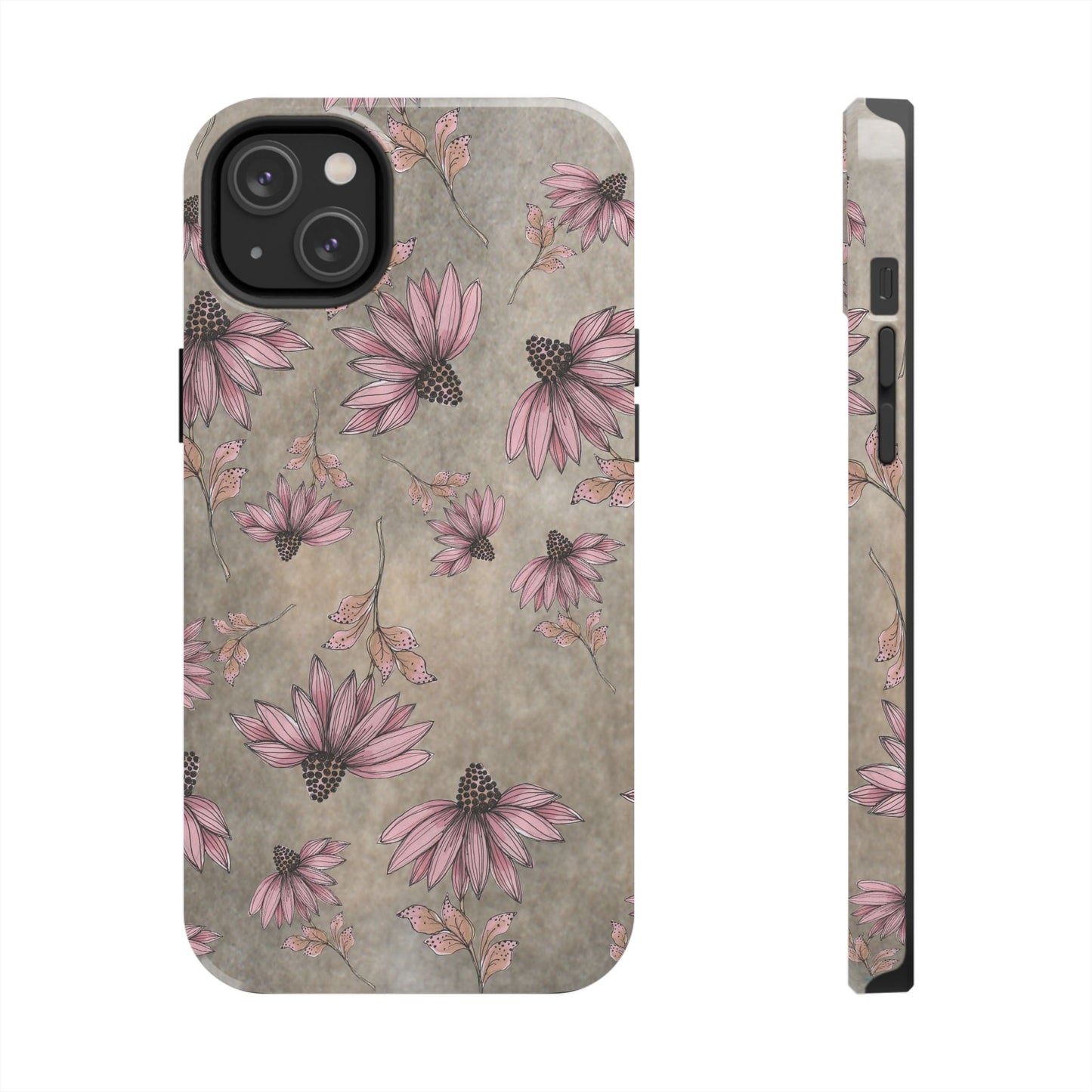 Wild Cone Flowers Taupe Marble Phone Case