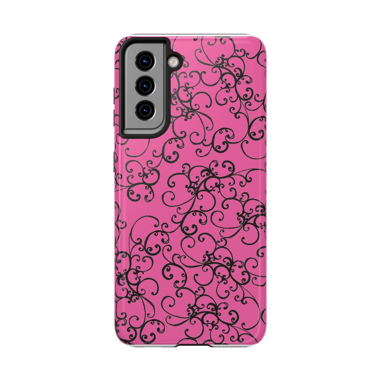 Elegant Scroll Pink / Black Phone Case