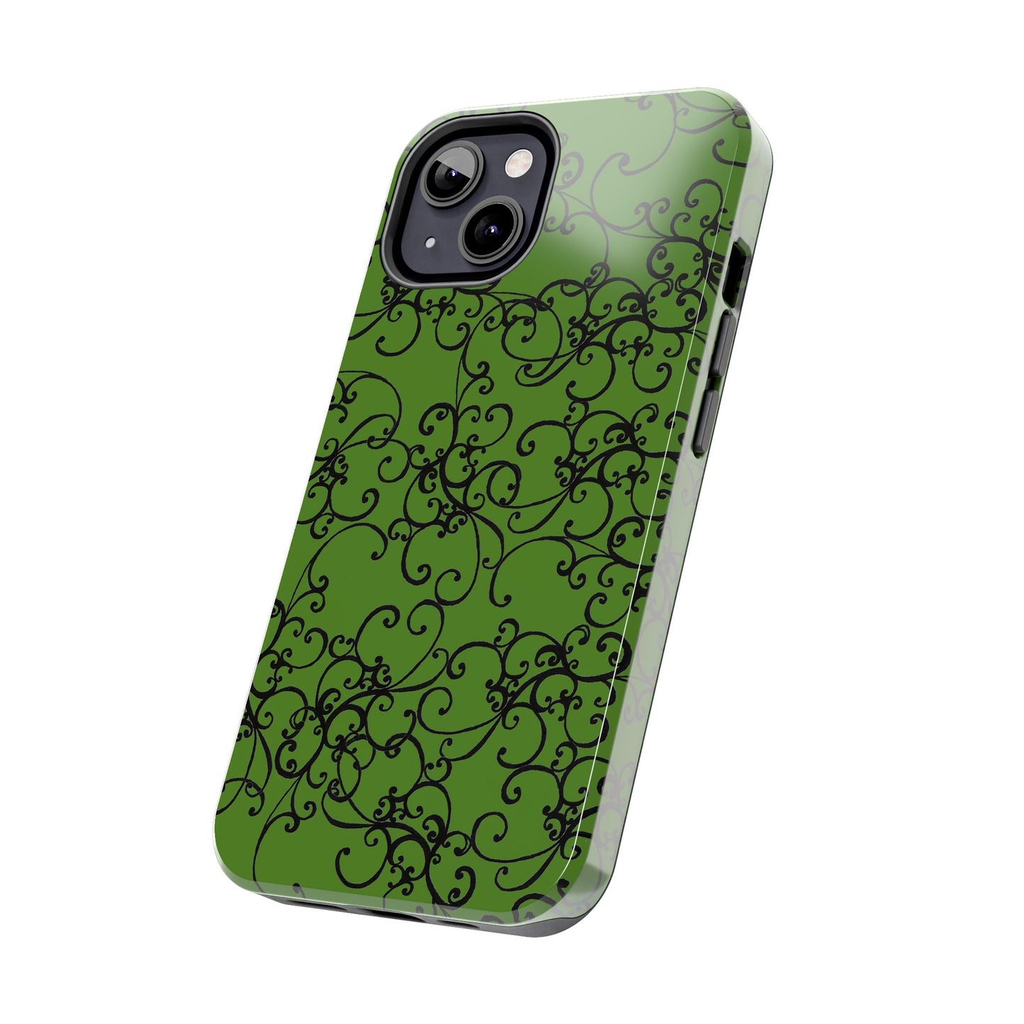 Elegant Scroll Green / Black Phone Case