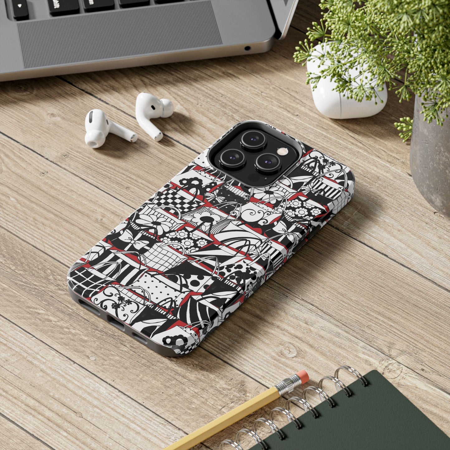 Totally Black, White & Red Phone Case