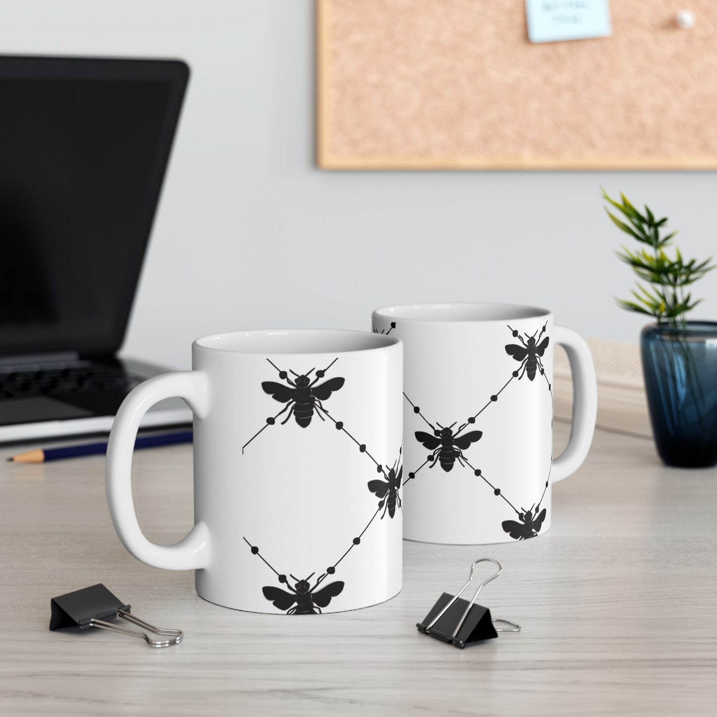 Beaded Bees White Cup