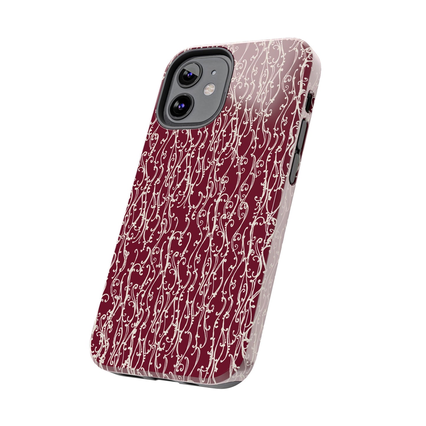 Swan Scroll Red / White Phone Case