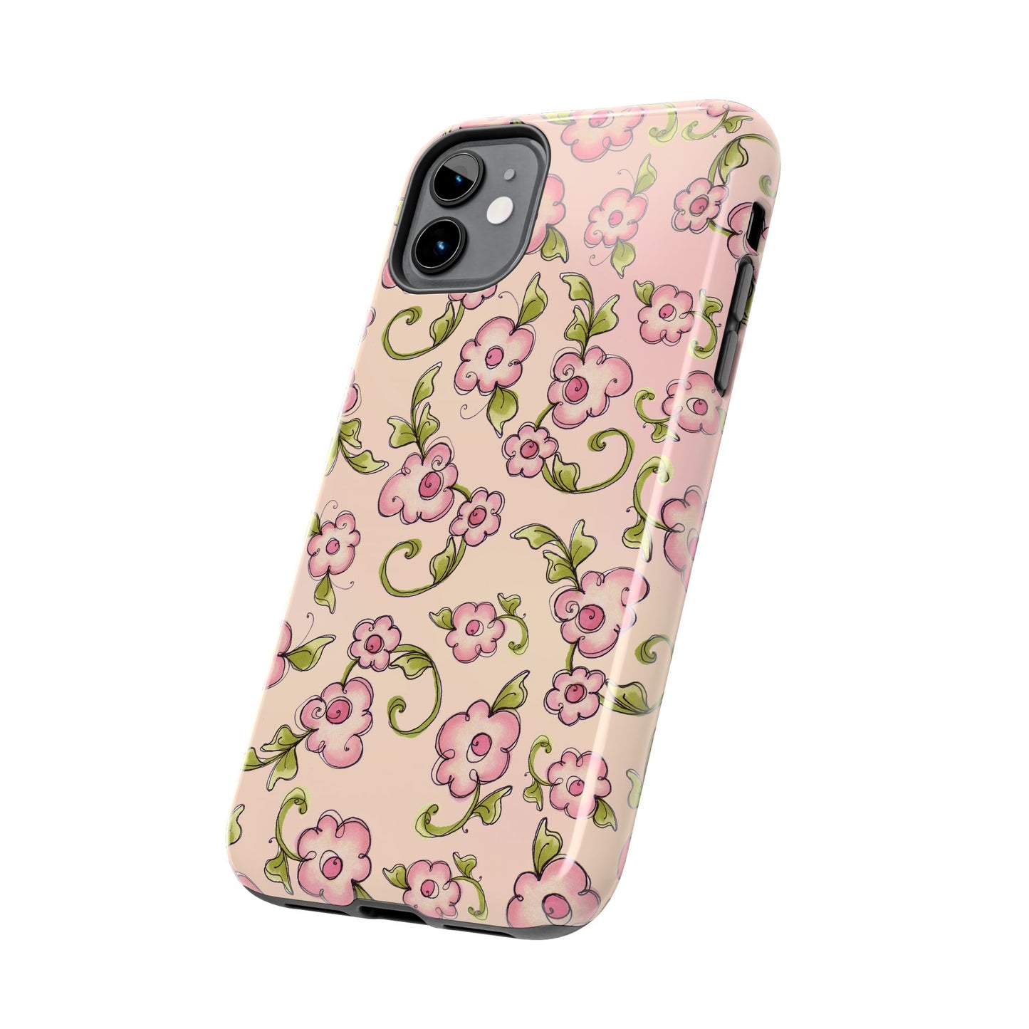 Scroll Daisies Peach / Peach Phone Case