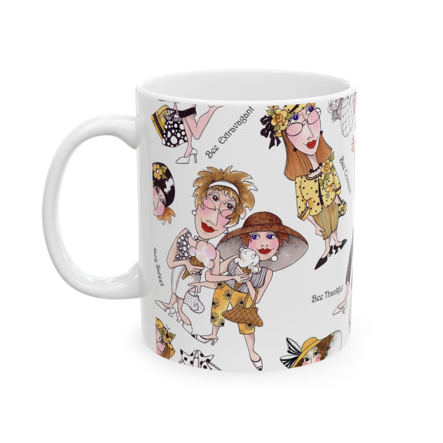 Bee Tossed White Cup