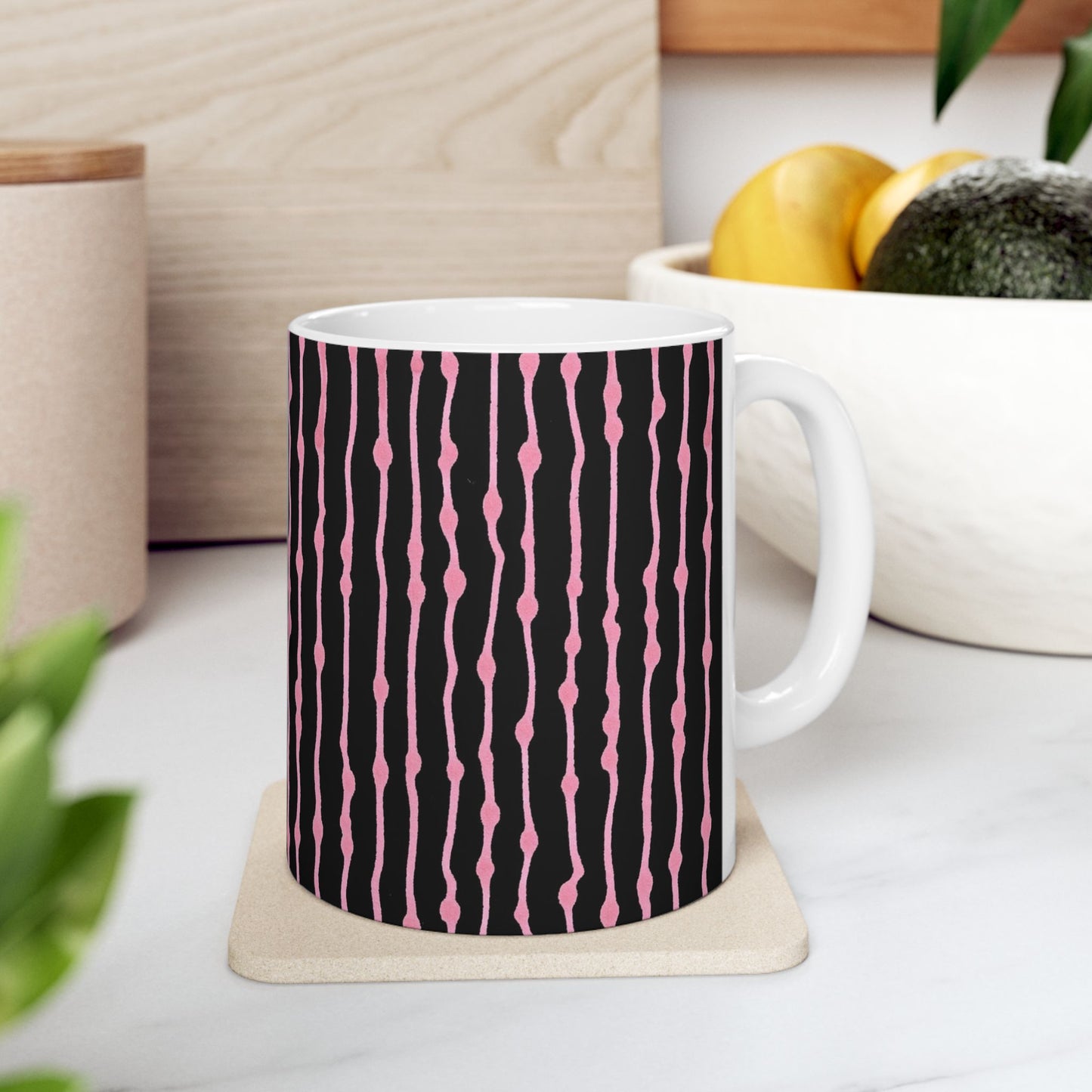 Faux Seersucker Black / Pink Cup