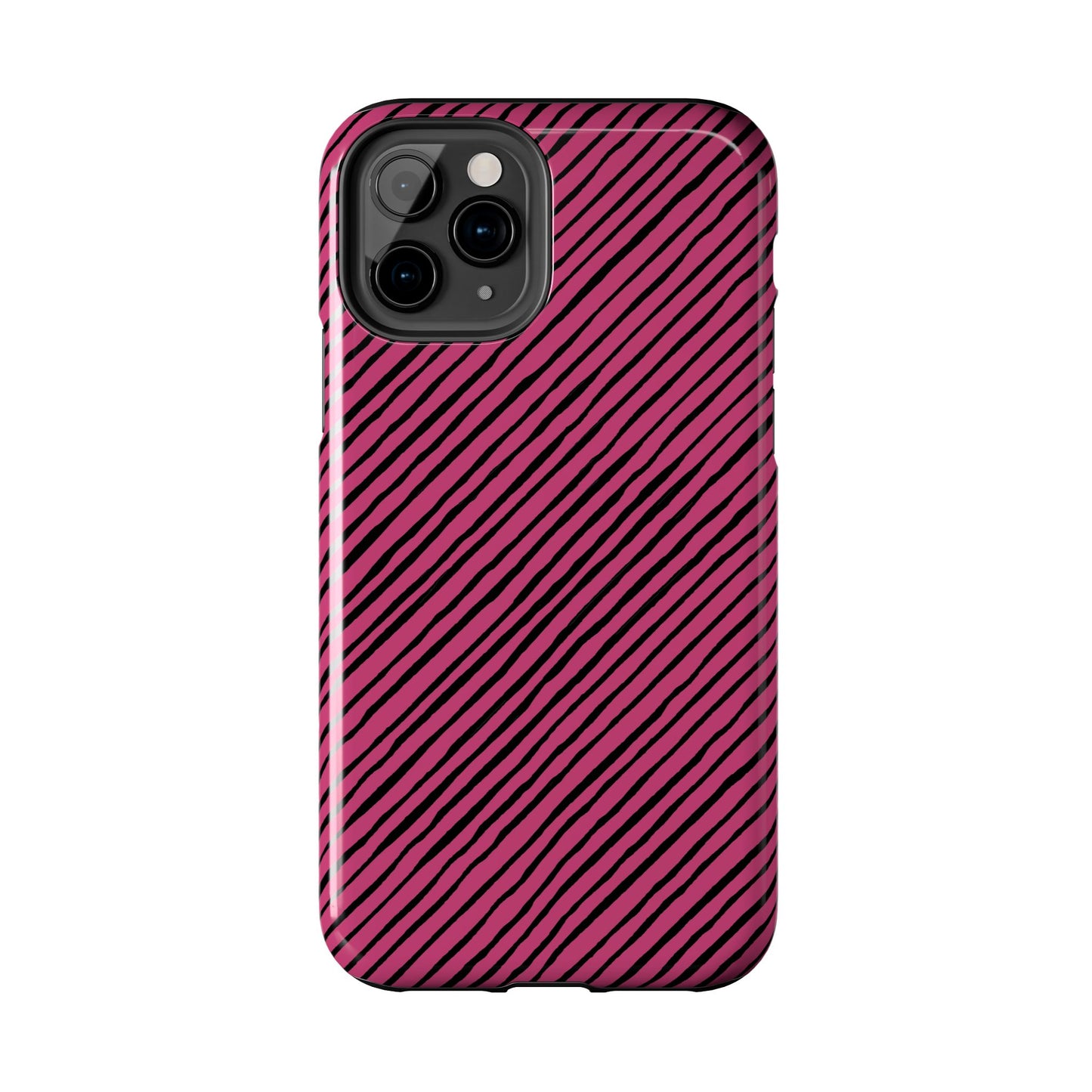 Quirky Bias Stripe Magenta / Black Phone Case