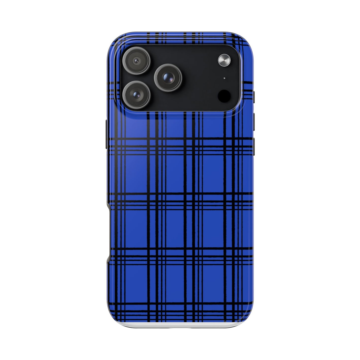 Glad Plaid Blue / Black Phone Case