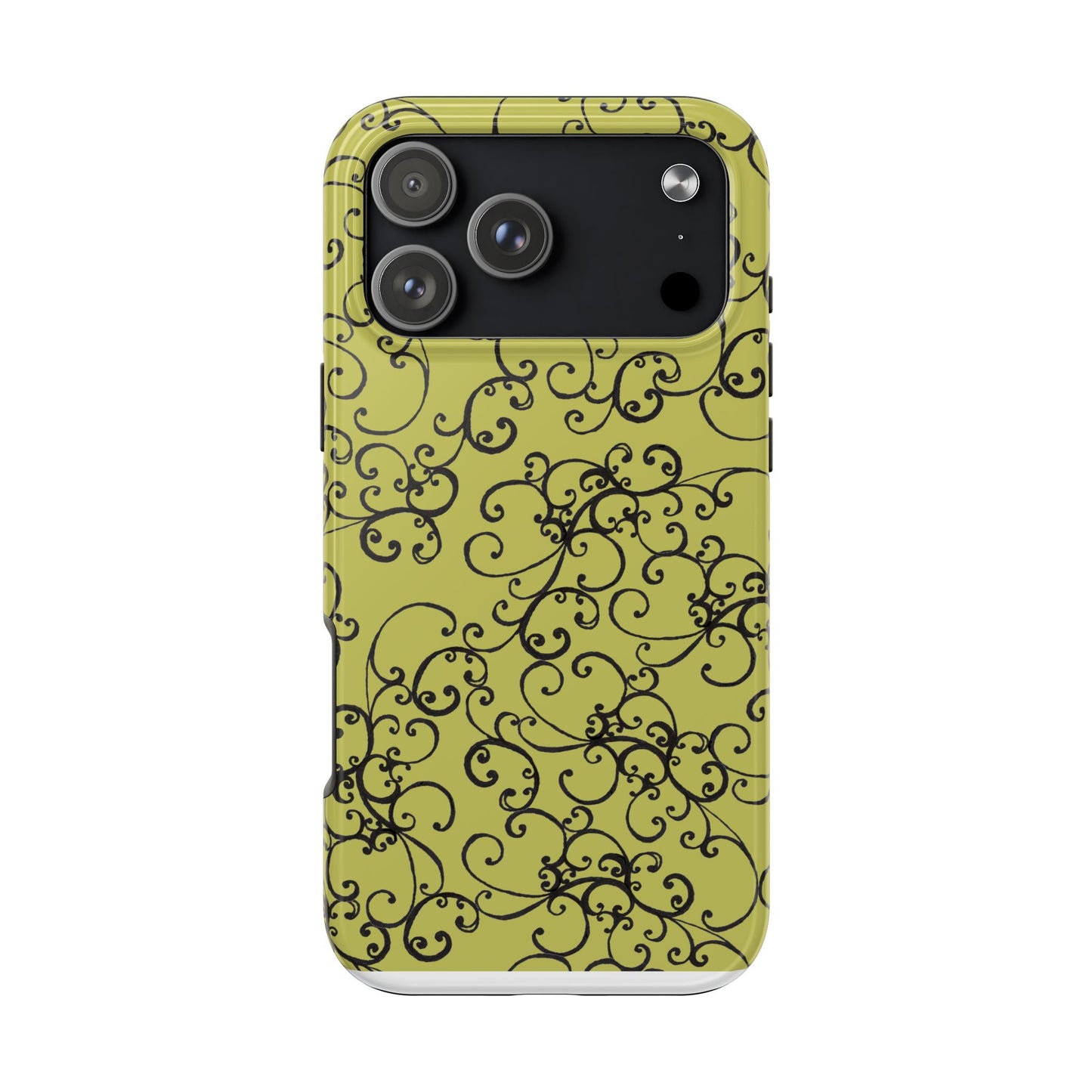Elegant Scroll Green / Black Phone Case