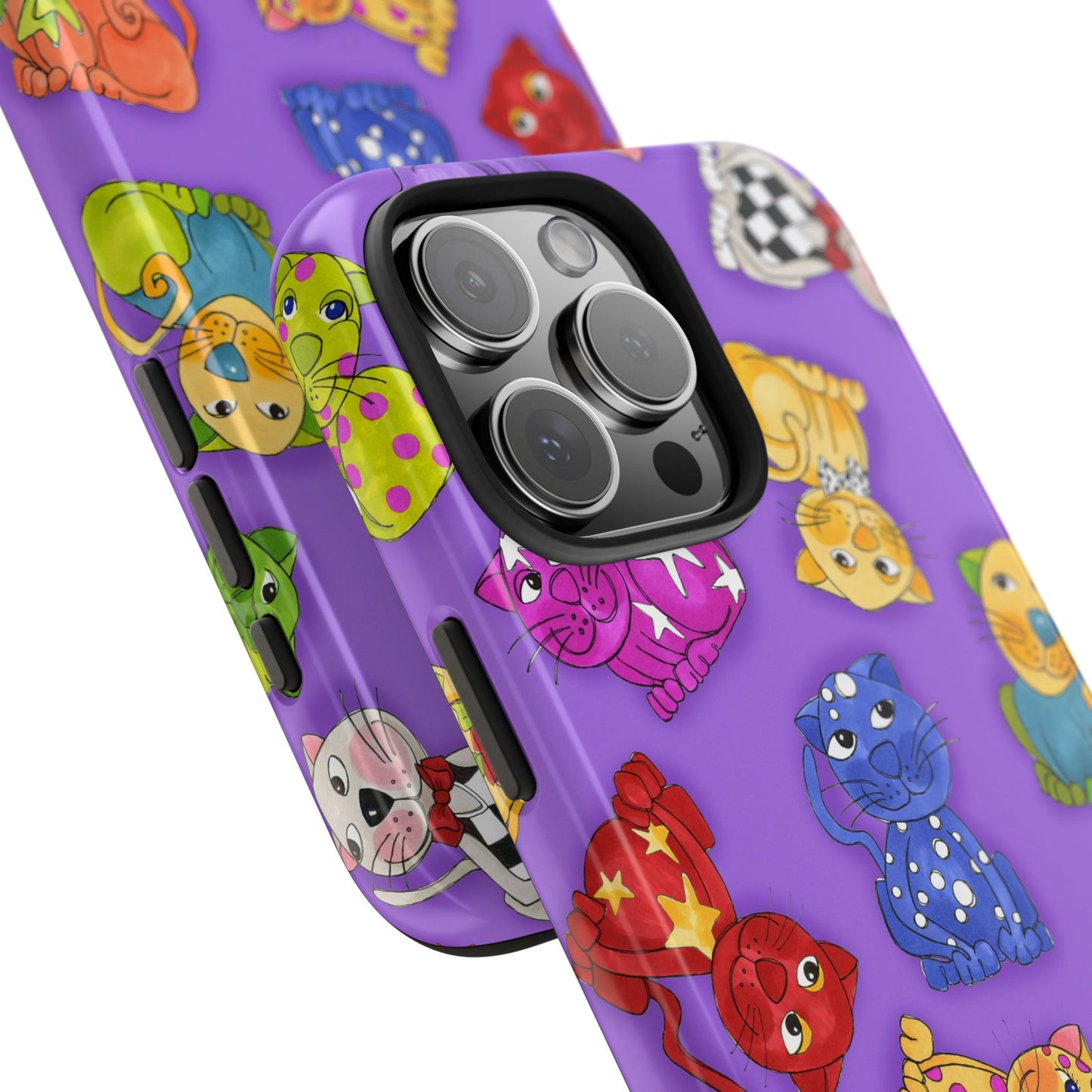 Tossed Happy Cats Purple Phone Case