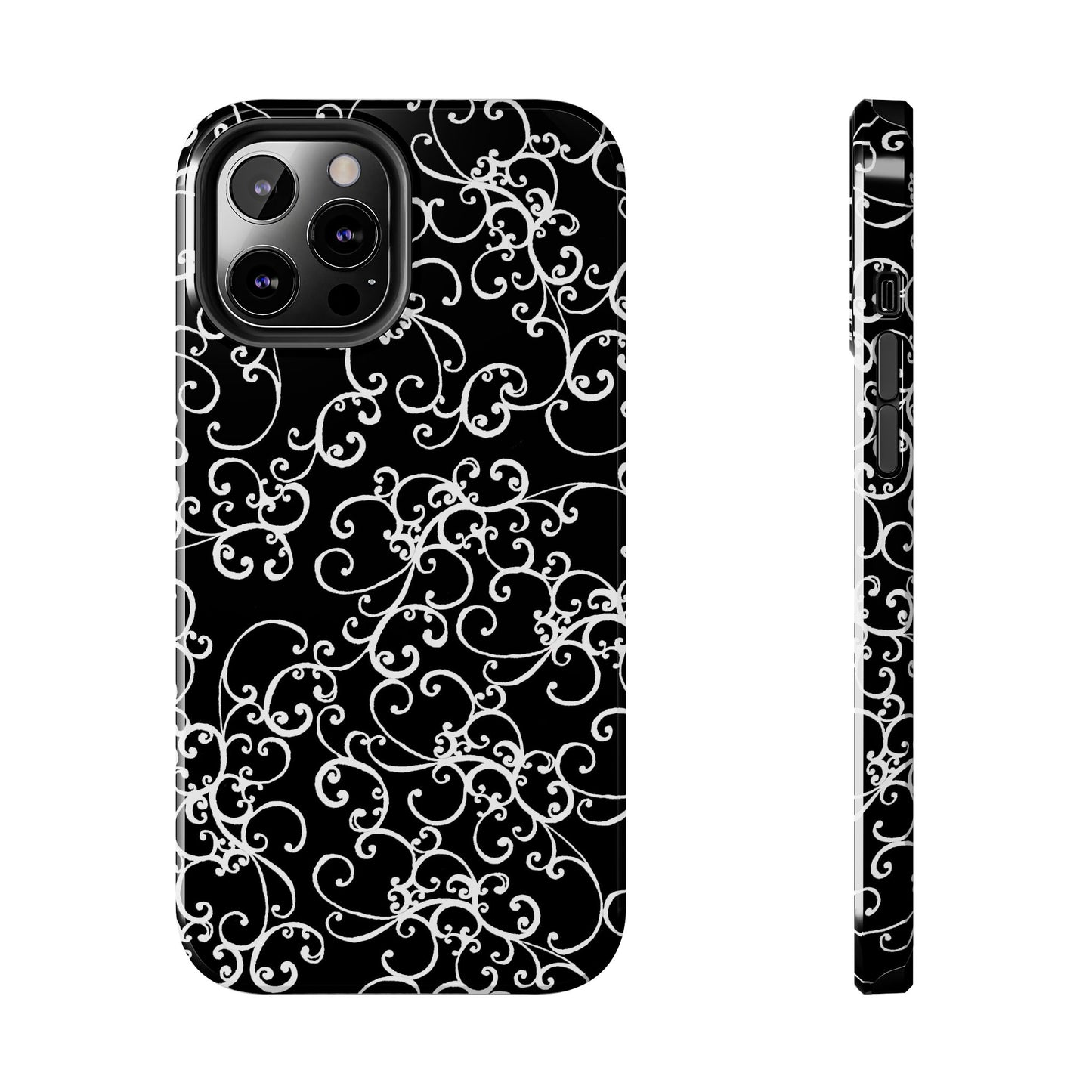 Elegant Scroll Black / White Phone Case