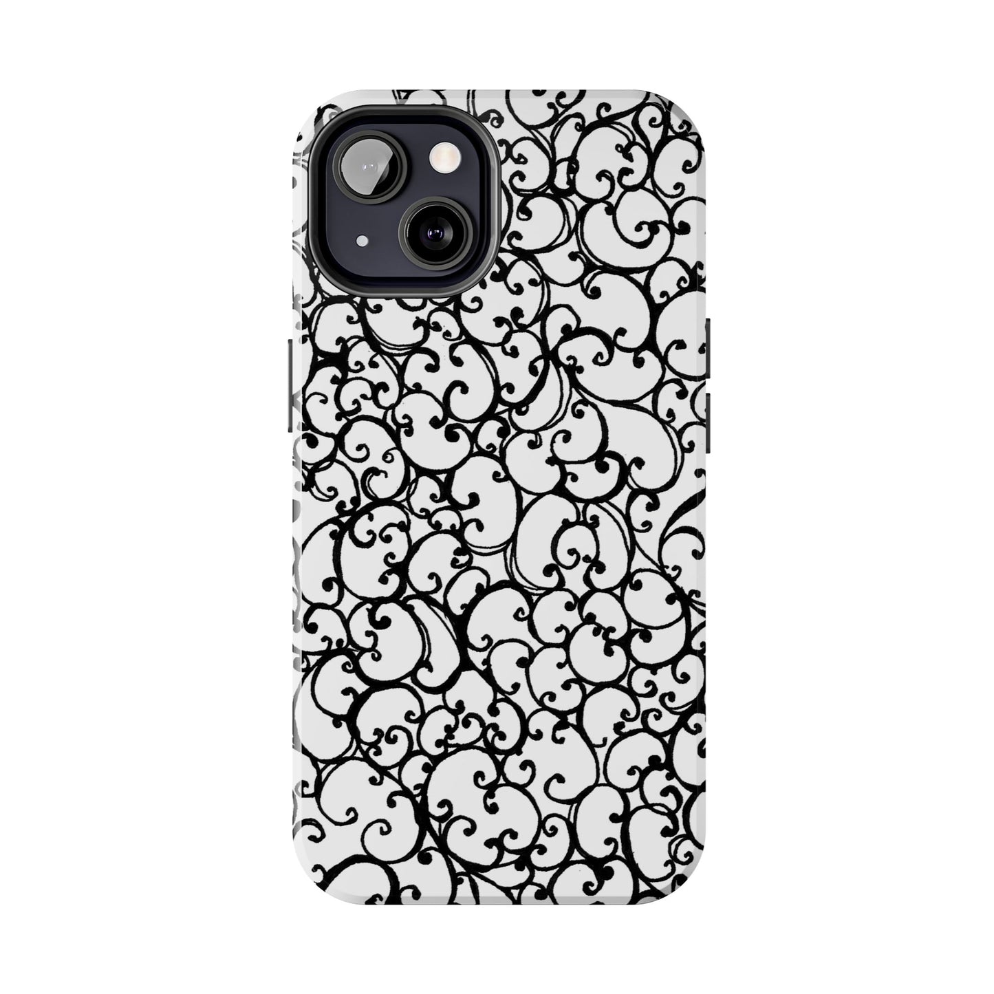 Scrollie White / Black Phone Case
