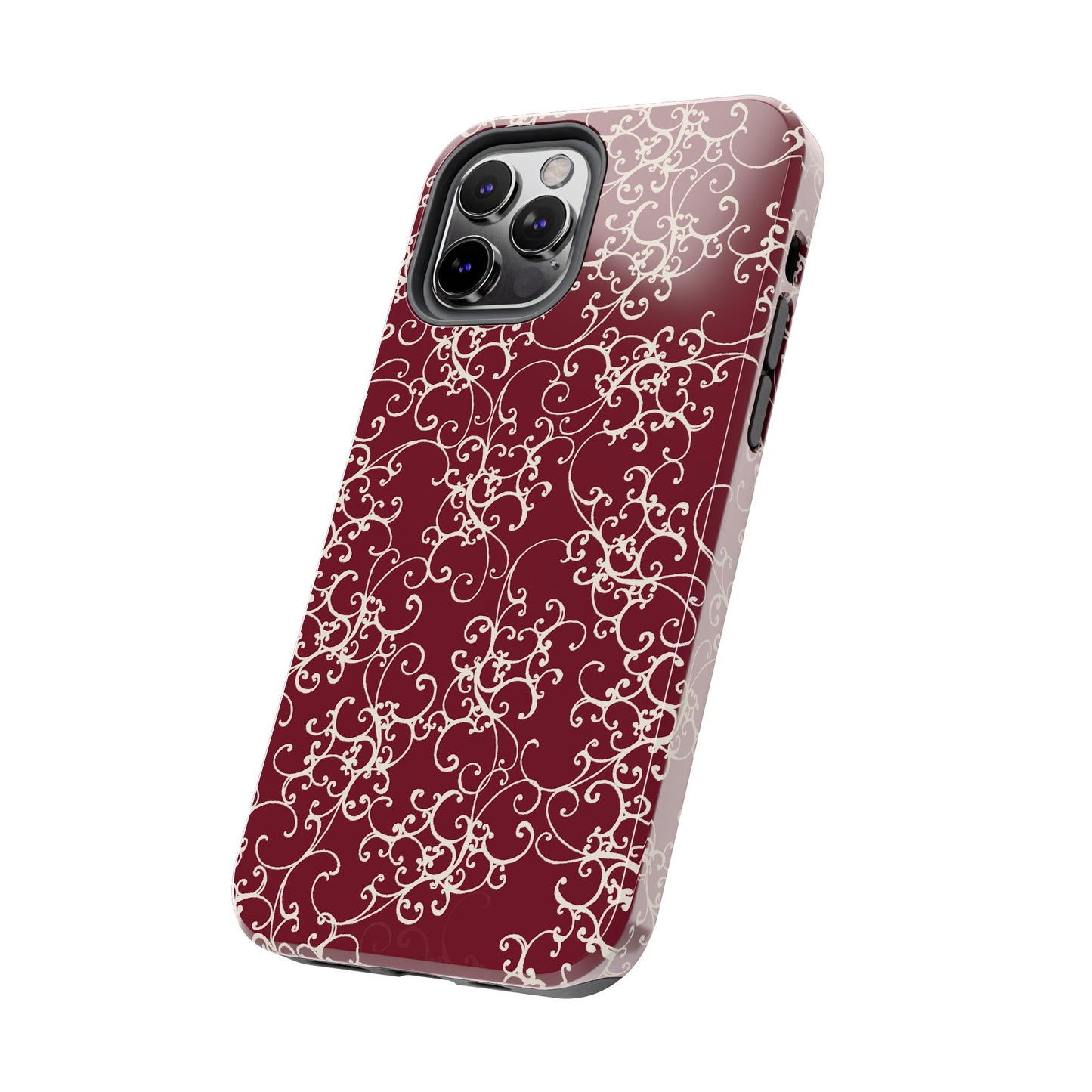 Elegant Scroll Red / Ivory Phone Case