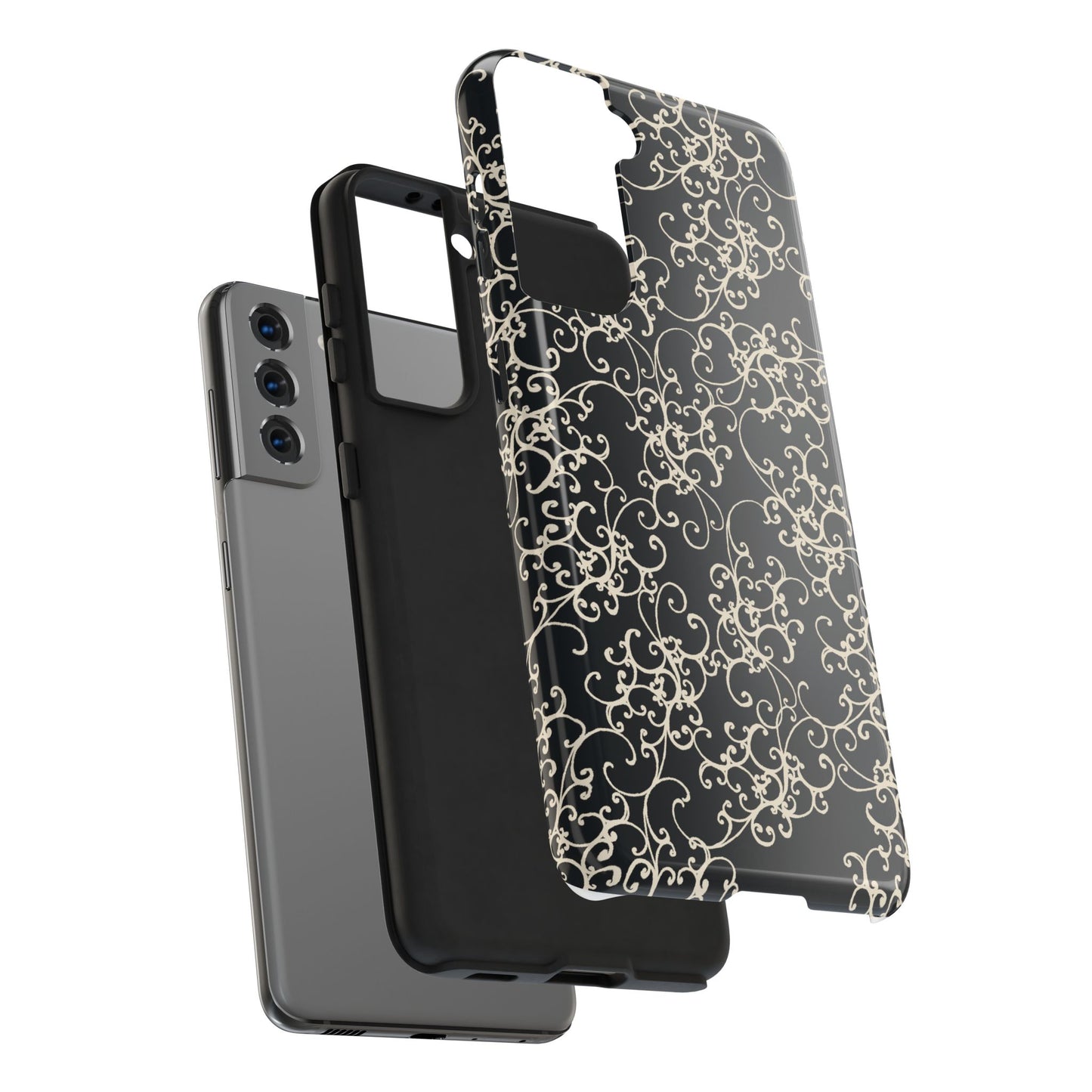 Elegant Scroll Black / Ivory Phone Case