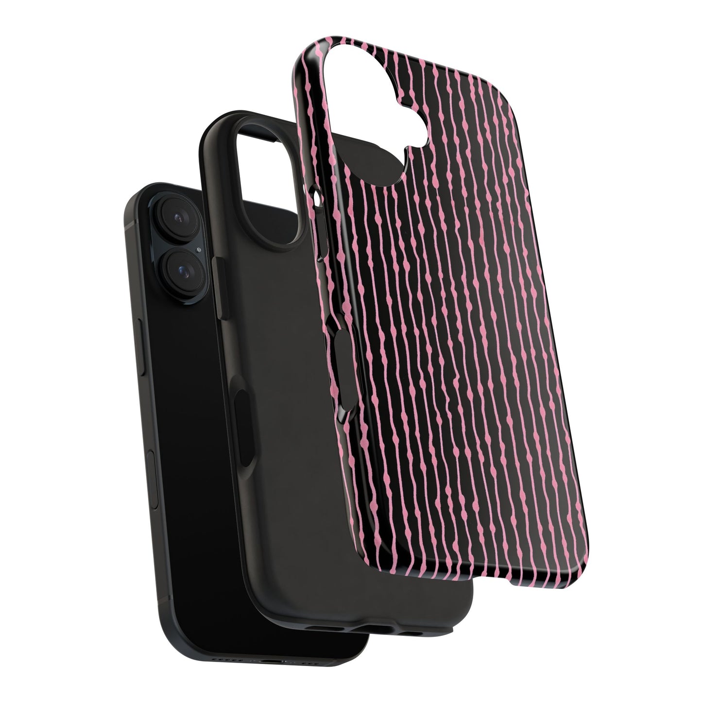 Faux Seersucker Black / Pink Phone Case